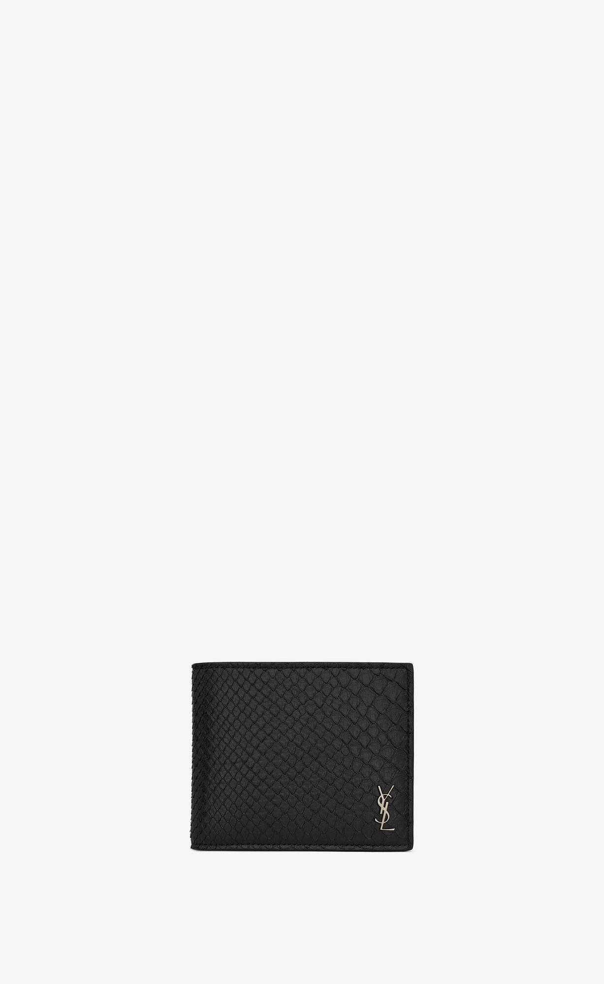 YSL Tiny Cassandre East/West Wallet In Python Noir | 01976-PBMS