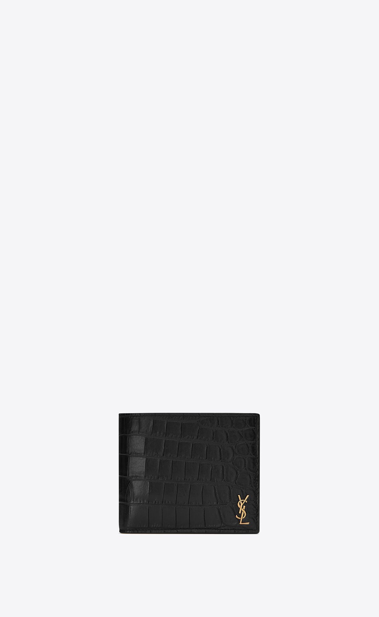 YSL Tiny Cassandre East/West Wallet With Coin Purse In Crocodile-embossed Matte Leder Schwarz | 85769-RMSV