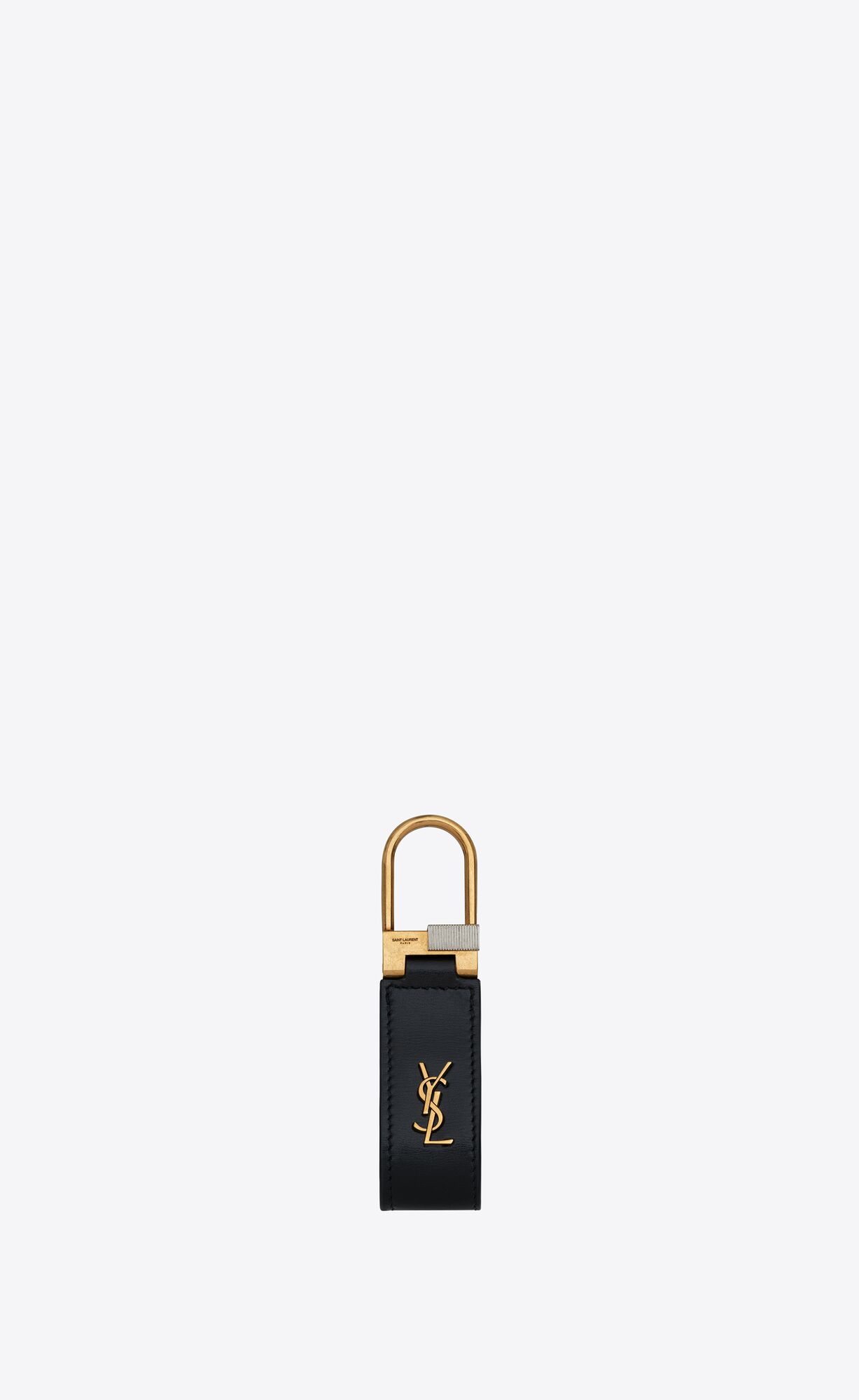 YSL Tiny Cassandre Keyring In Smooth Leder Schwarz | 63794-PVFN