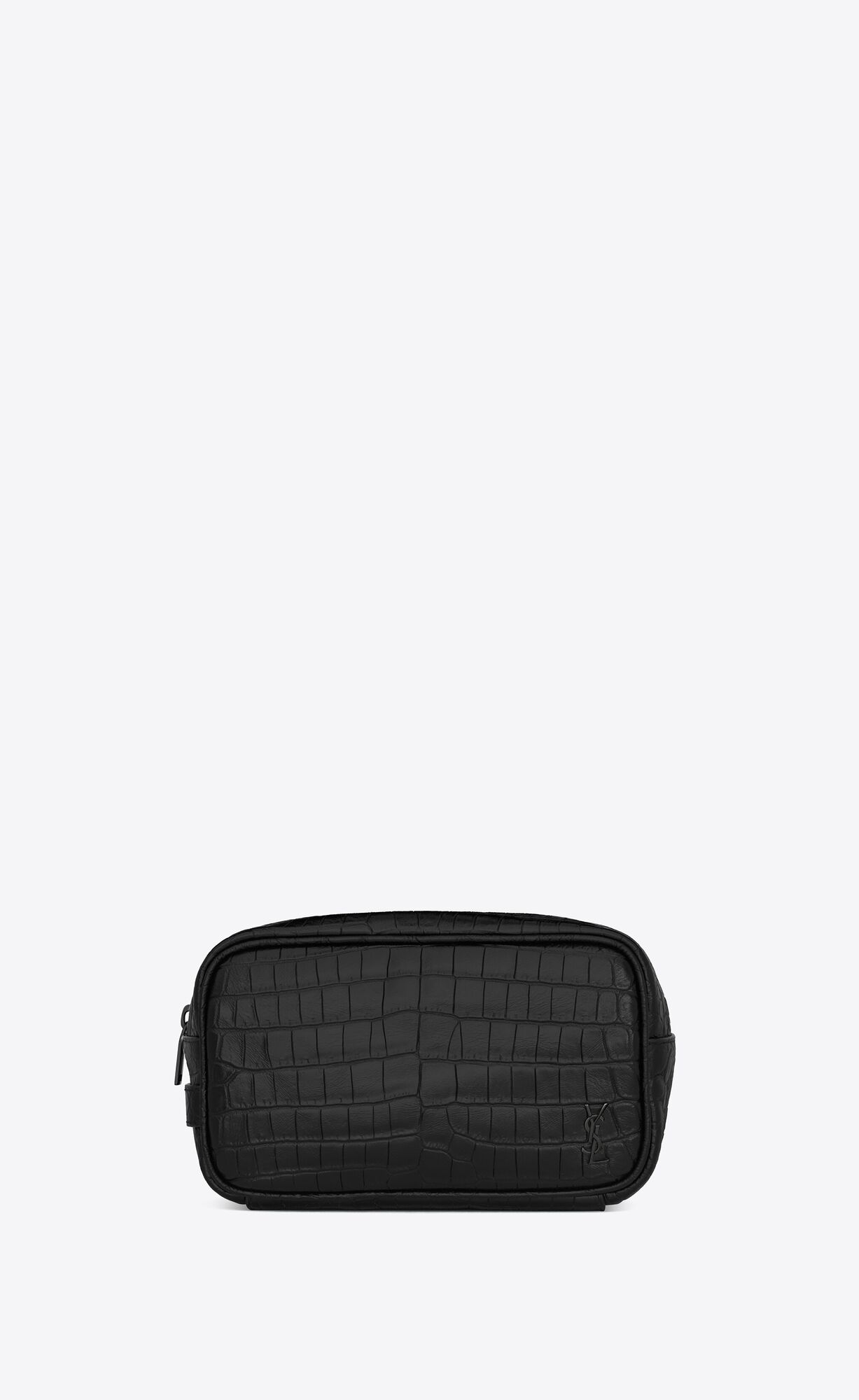 YSL Tiny Cassandre Small Grooming Case In Crocodile-embossed Matte Leder Schwarz | 98257-ZJIP