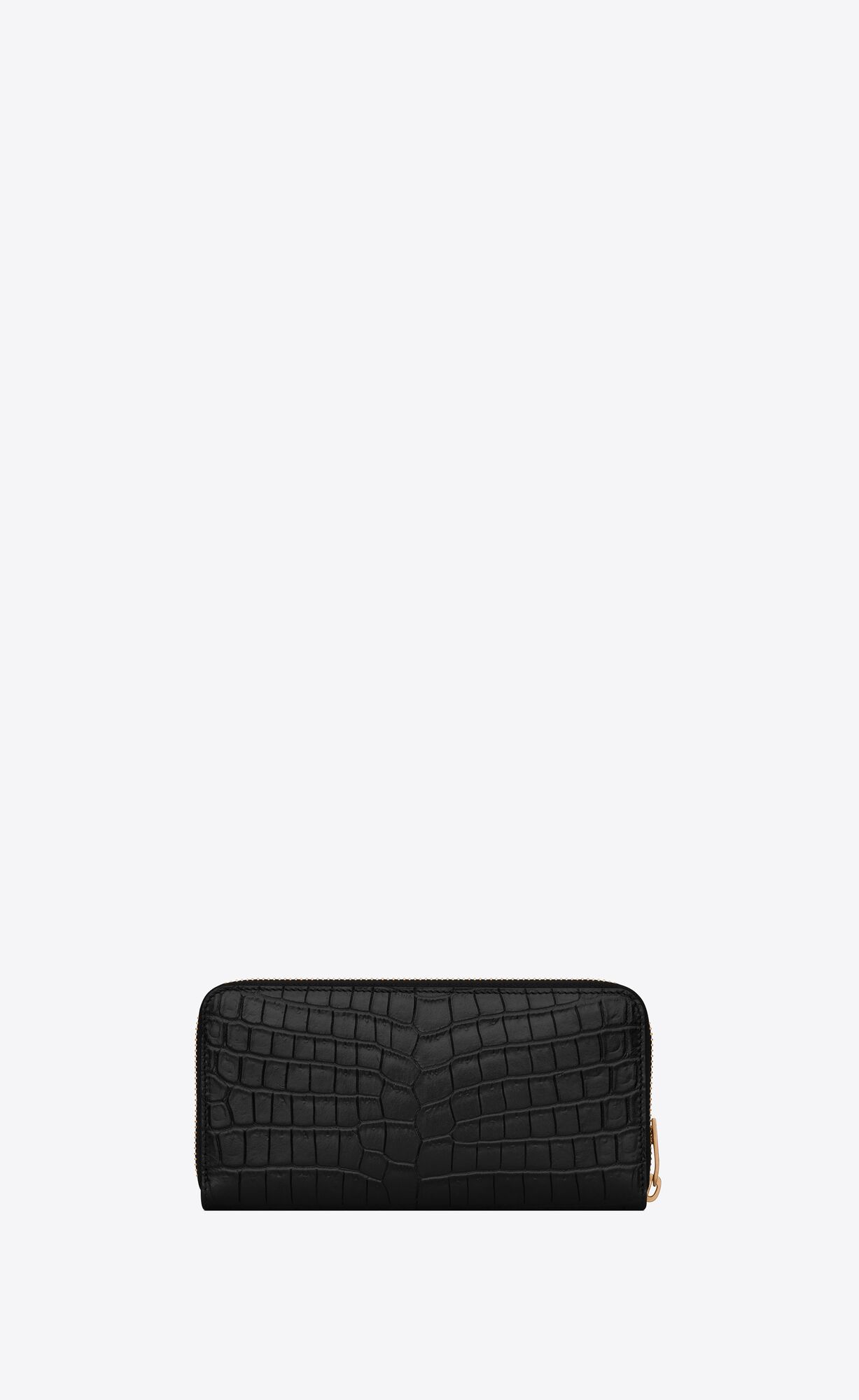 YSL Tiny Cassandre Zip-around Wallet In Crocodile-embossed Matte Leder Schwarz | 10267-FOWV