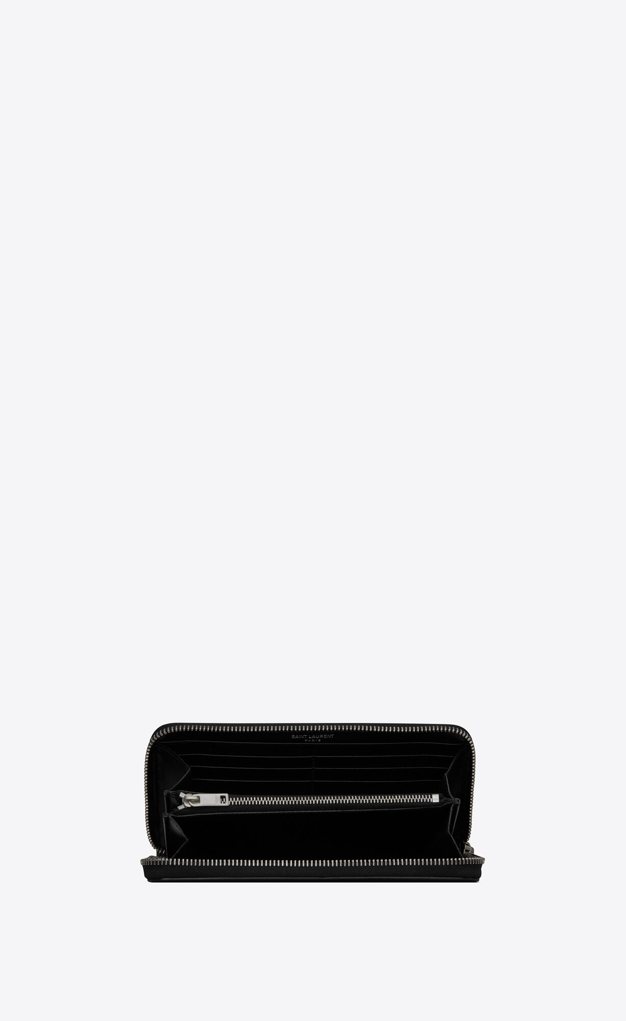 YSL Tiny Cassandre Zip-around Wallet In Matte Leder Schwarz | 15896-XRTI