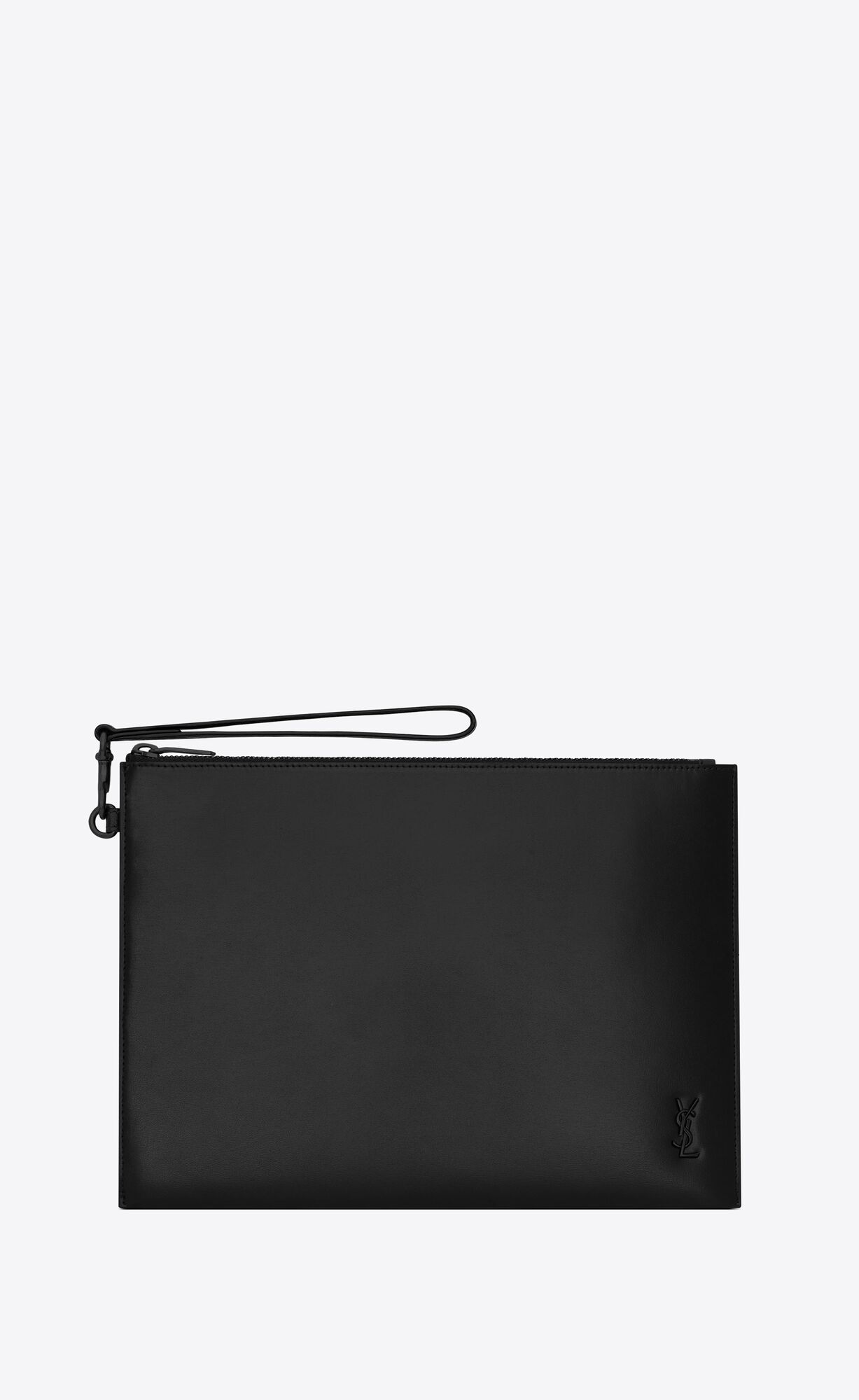 YSL Tiny Cassandre Zipped Tablet Holder In Shiny Leder Noir | 24389-YTJG