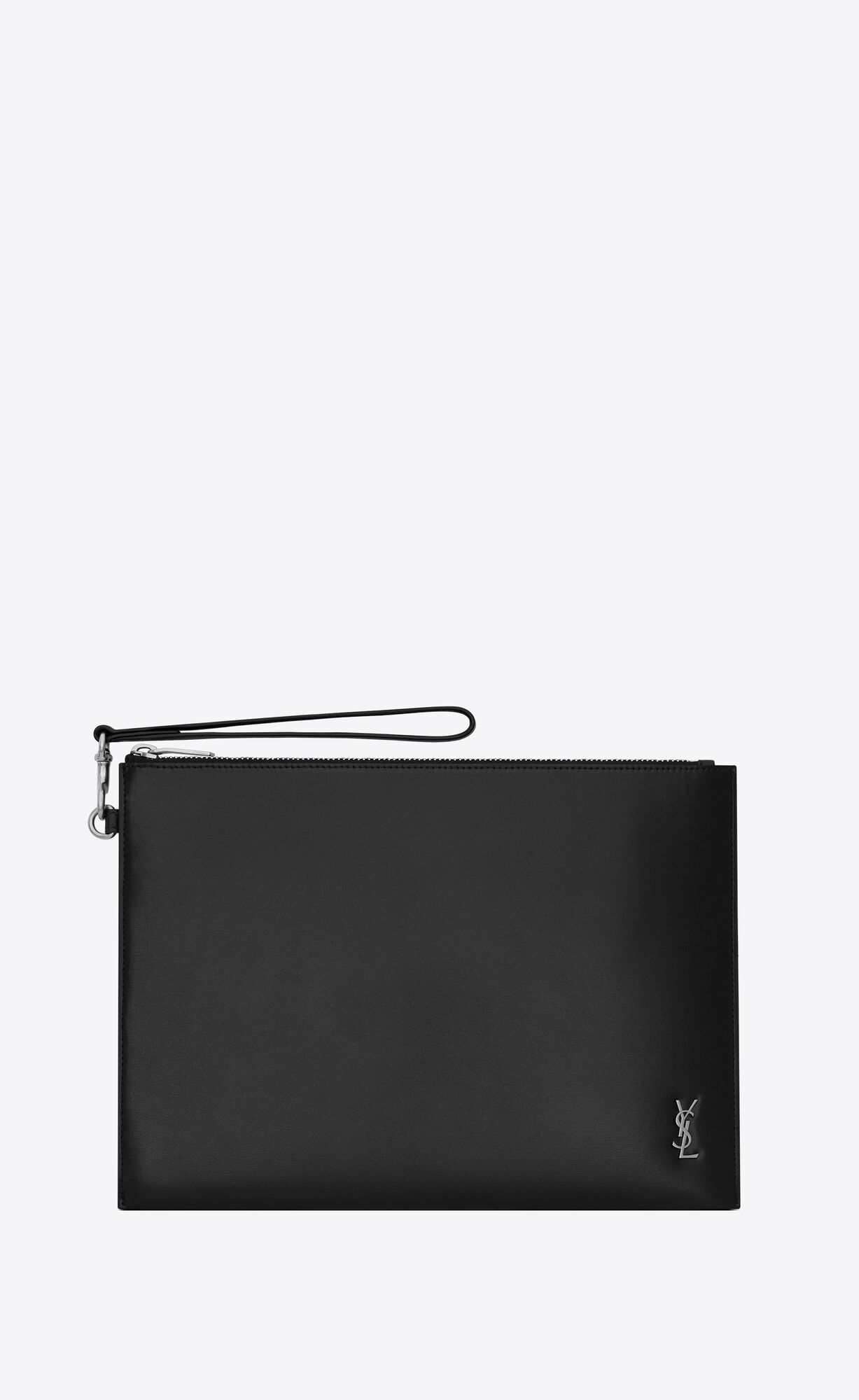 YSL Tiny Cassandre Zipped Tablet Holder In Shiny Leder Noir | 58102-DYGN