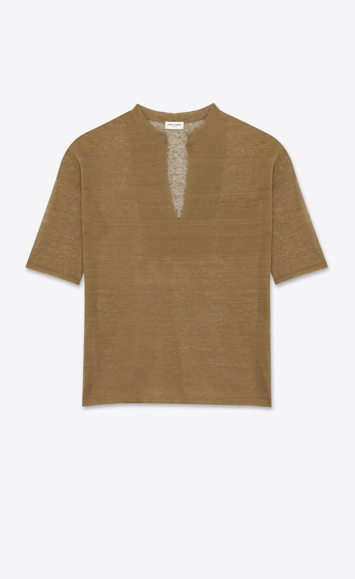 YSL Top In Linen And Silk Khaki | 76803-JRLQ