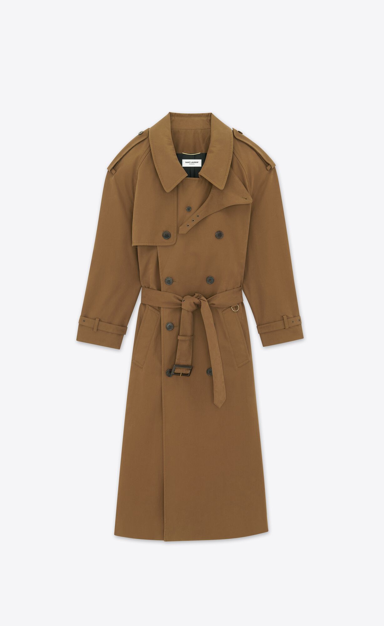 YSL Trench Coat In Baumwoll Kaki Fonce | 65290-CNYQ