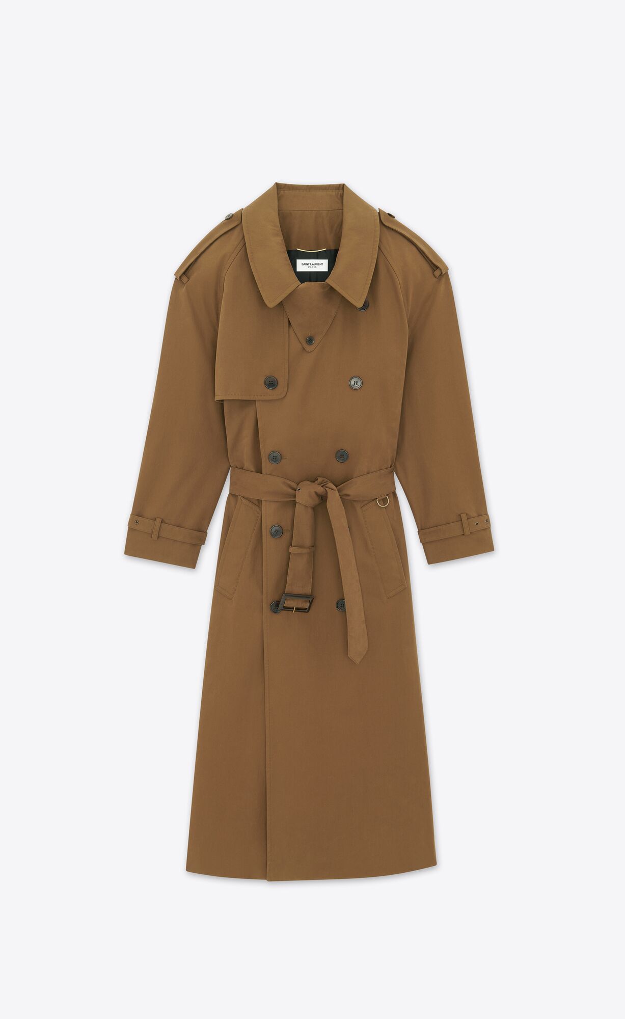 YSL Trench Coat In Baumwoll Kaki Fonce | 65290-CNYQ