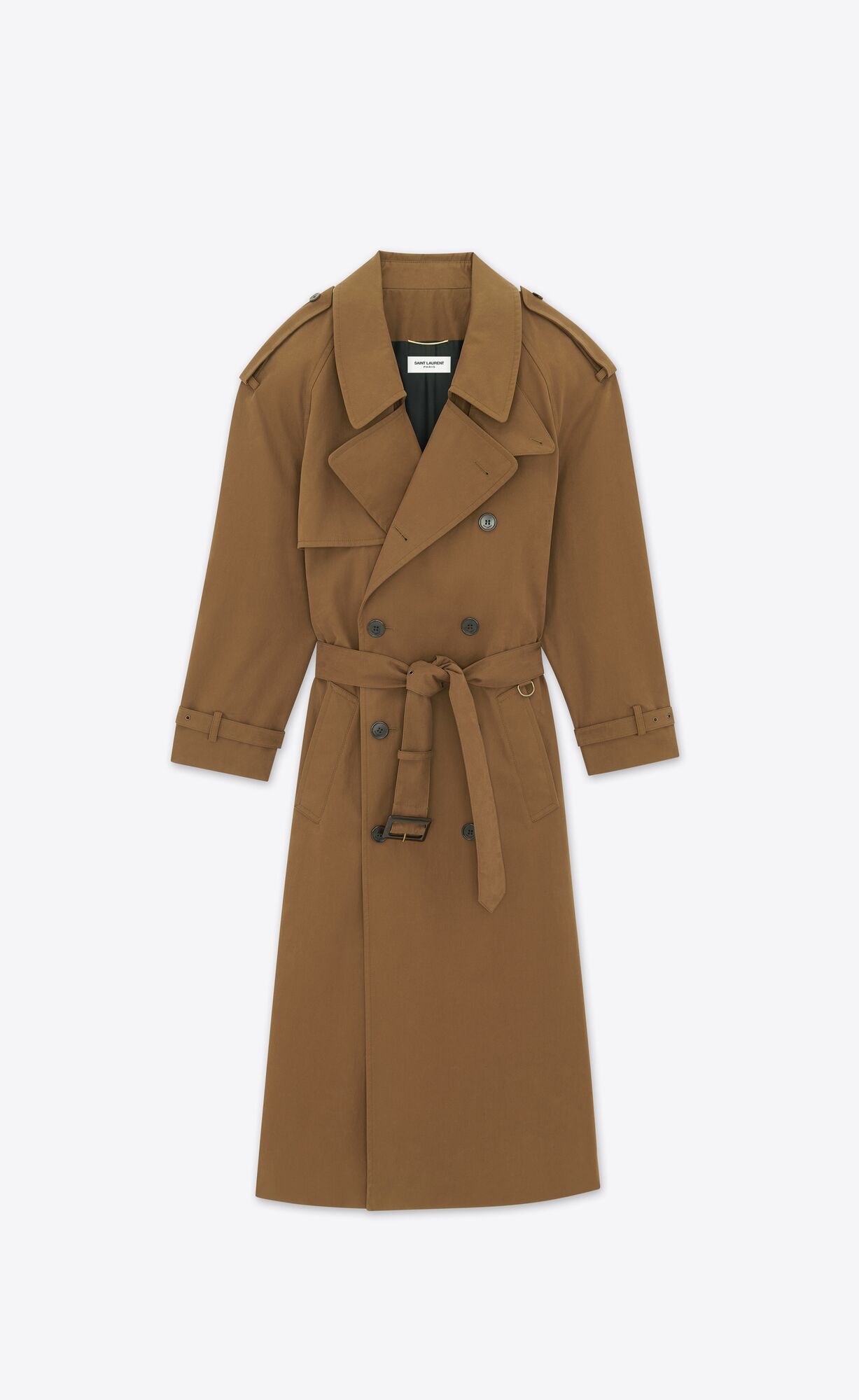 YSL Trench Coat In Baumwoll Kaki Fonce | 65290-CNYQ