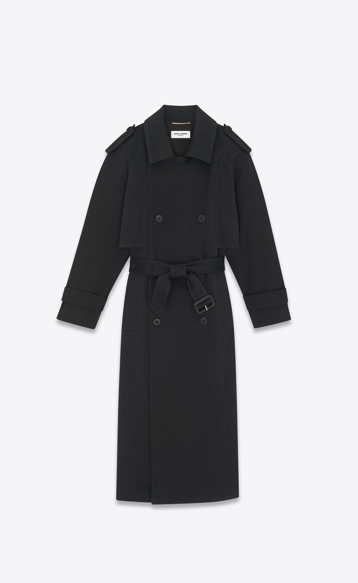 YSL Trench Coat In Gabardine Schwarz | 96378-UFBW