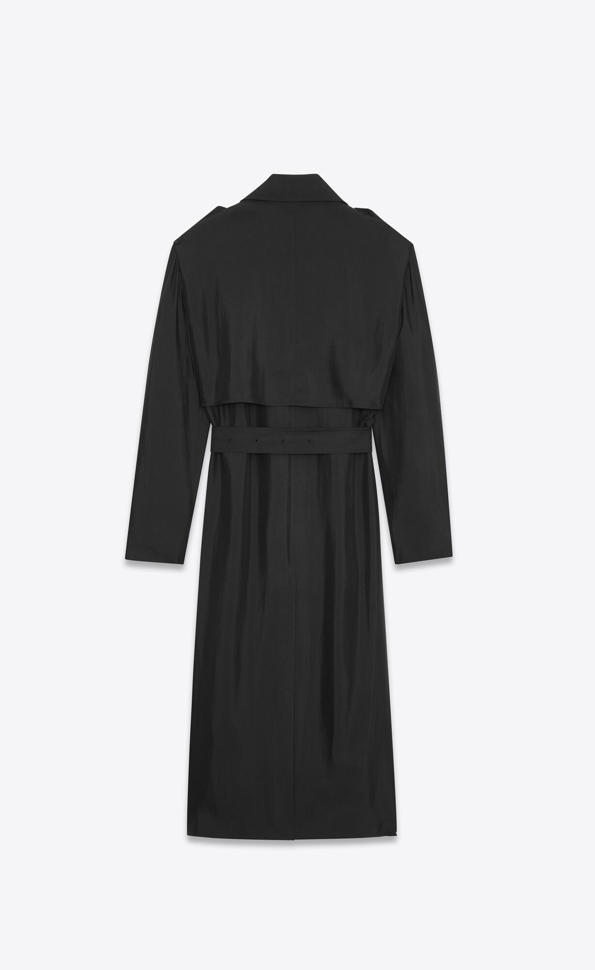 YSL Trench Coat In Silk Satin Schwarz | 09536-YBNJ