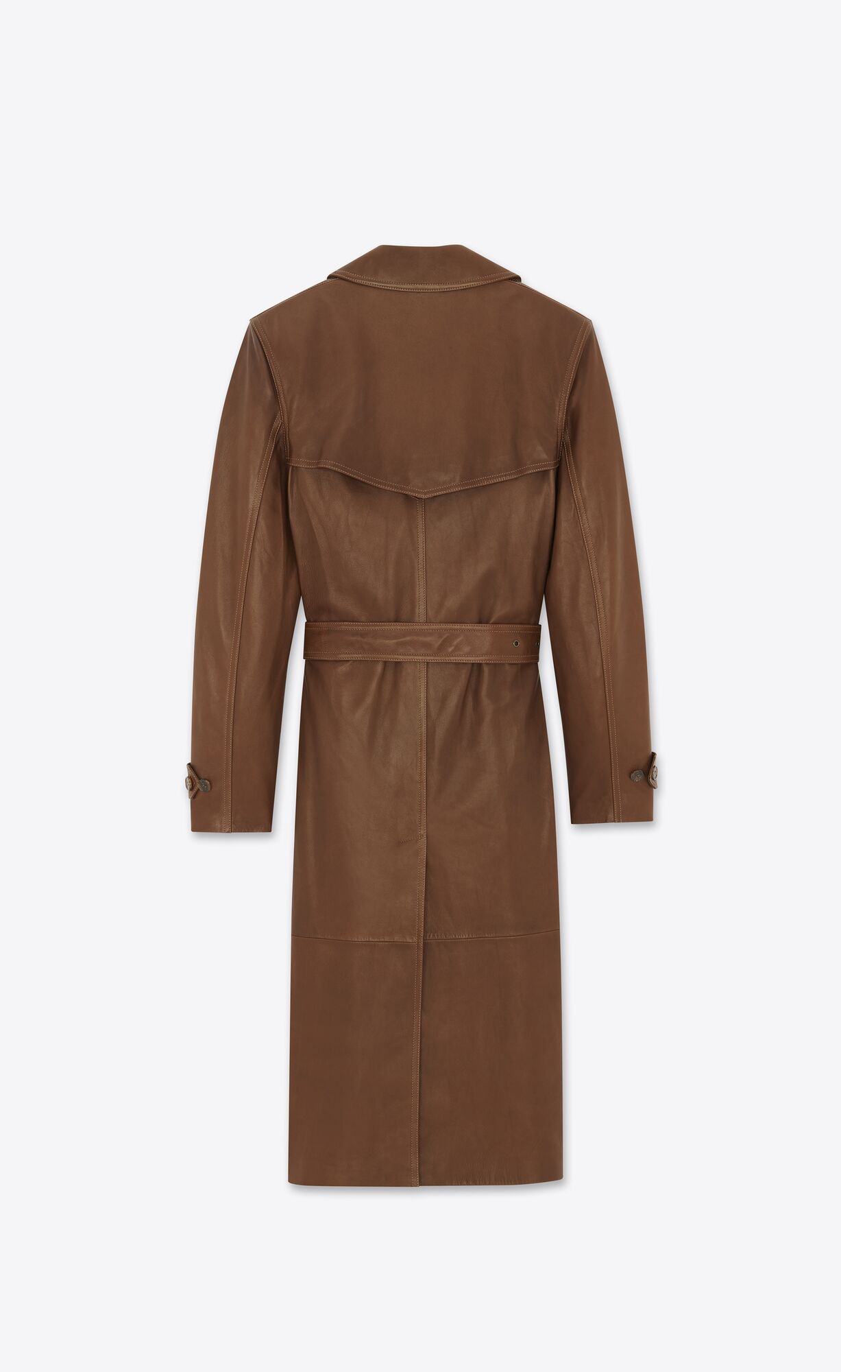 YSL Trench-coat In Lambskin Brun Chene | 04519-GHOJ