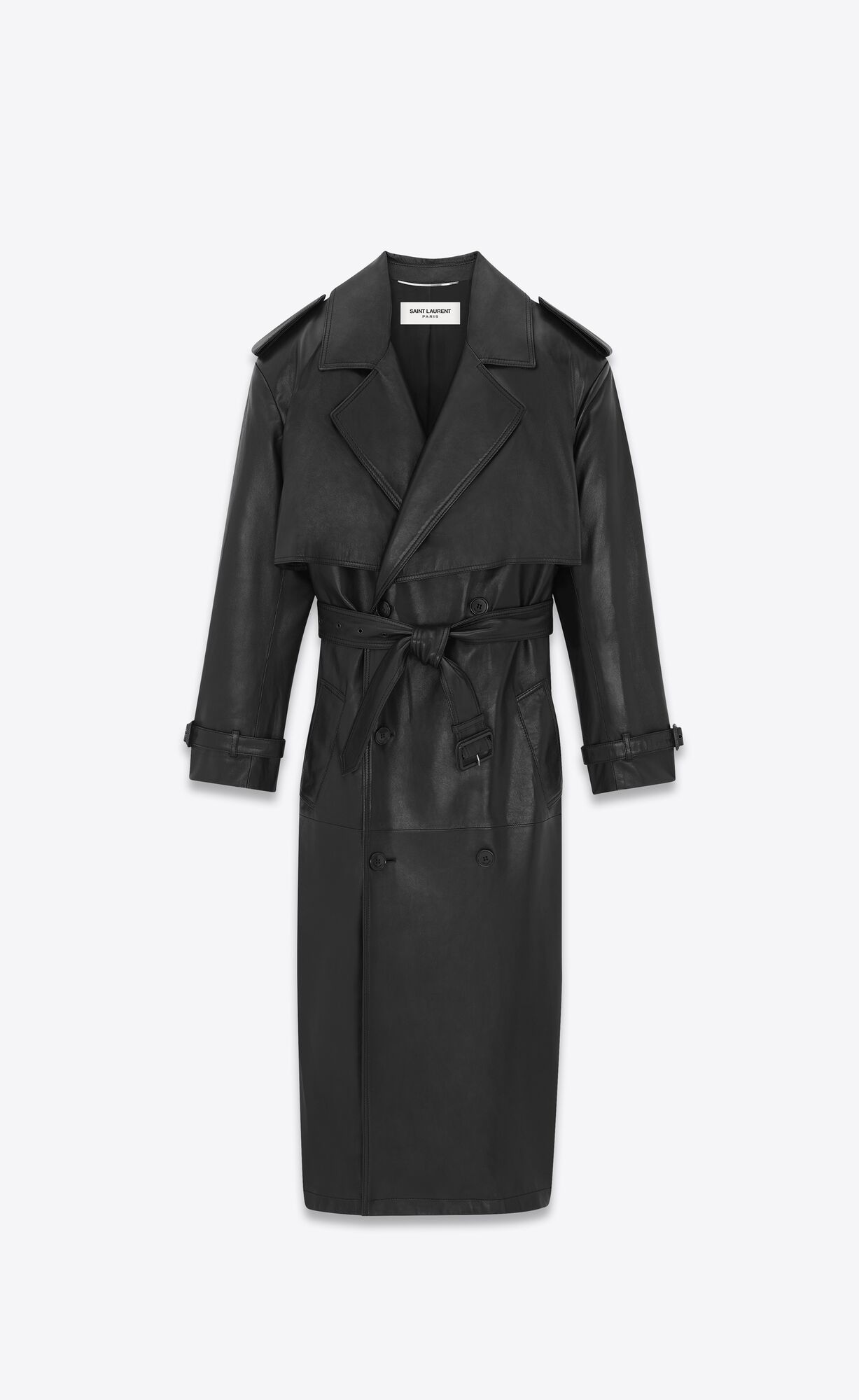 YSL Trench-coat In Lambskin Schwarz | 63289-DBTU