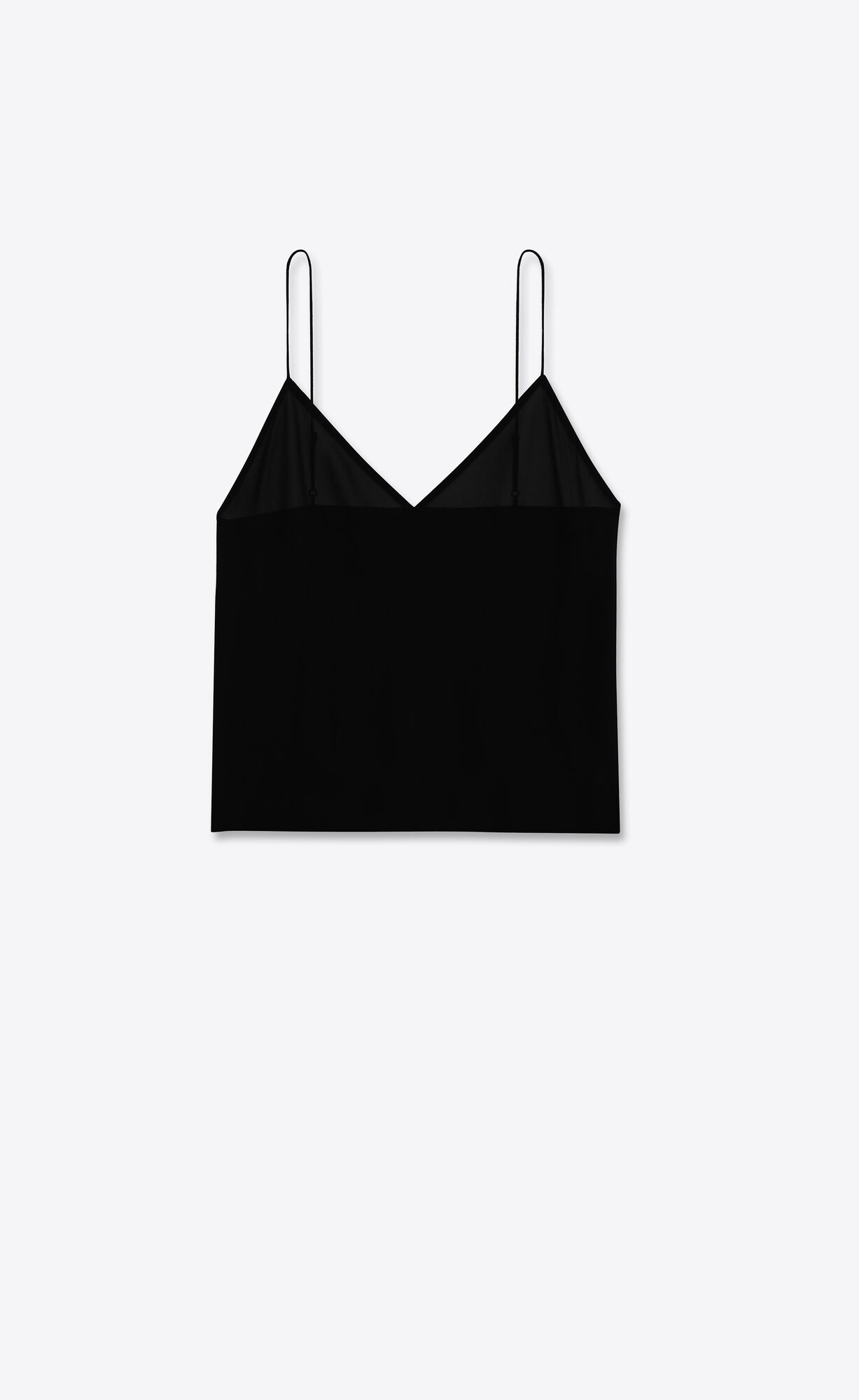 YSL Triangle Camisole In Washed Silk Georgette Schwarz | 17058-VUFR