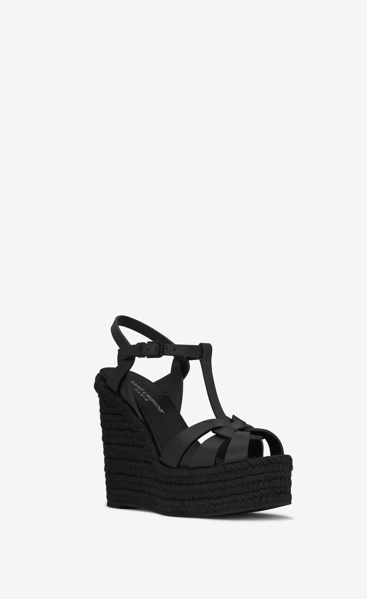 YSL Tribute Espadrilles Wedge In Smooth Leder Schwarz | 07219-VBWR