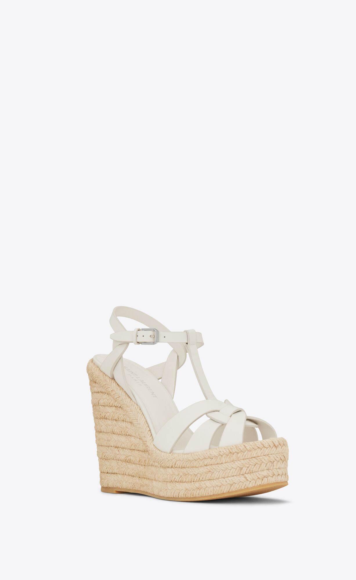 YSL Tribute Espadrilles Wedge In Smooth Leder Weiß | 52487-POTR