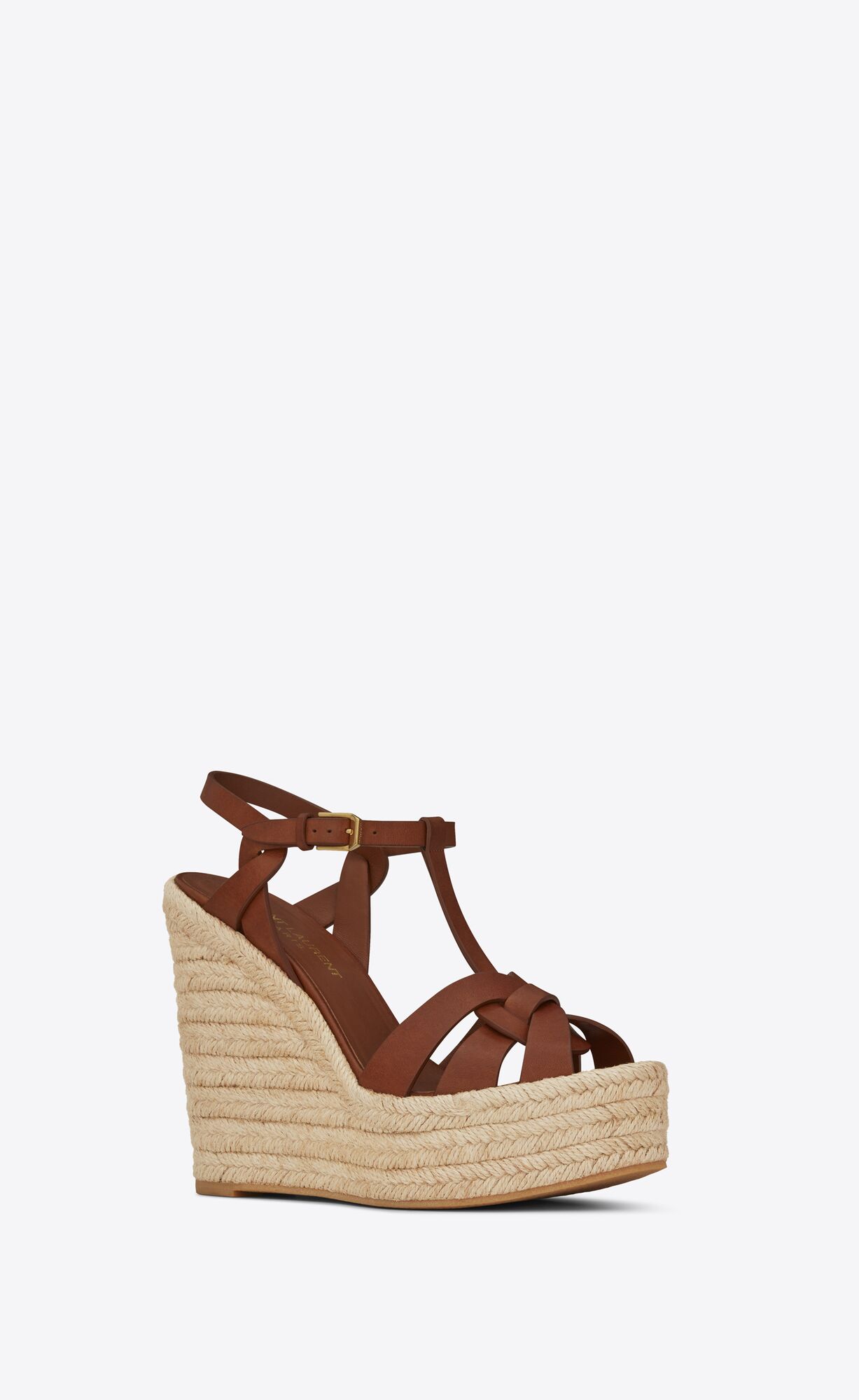 YSL Tribute Espadrilles Wedge In Smooth Leder Amber | 61527-PUTN