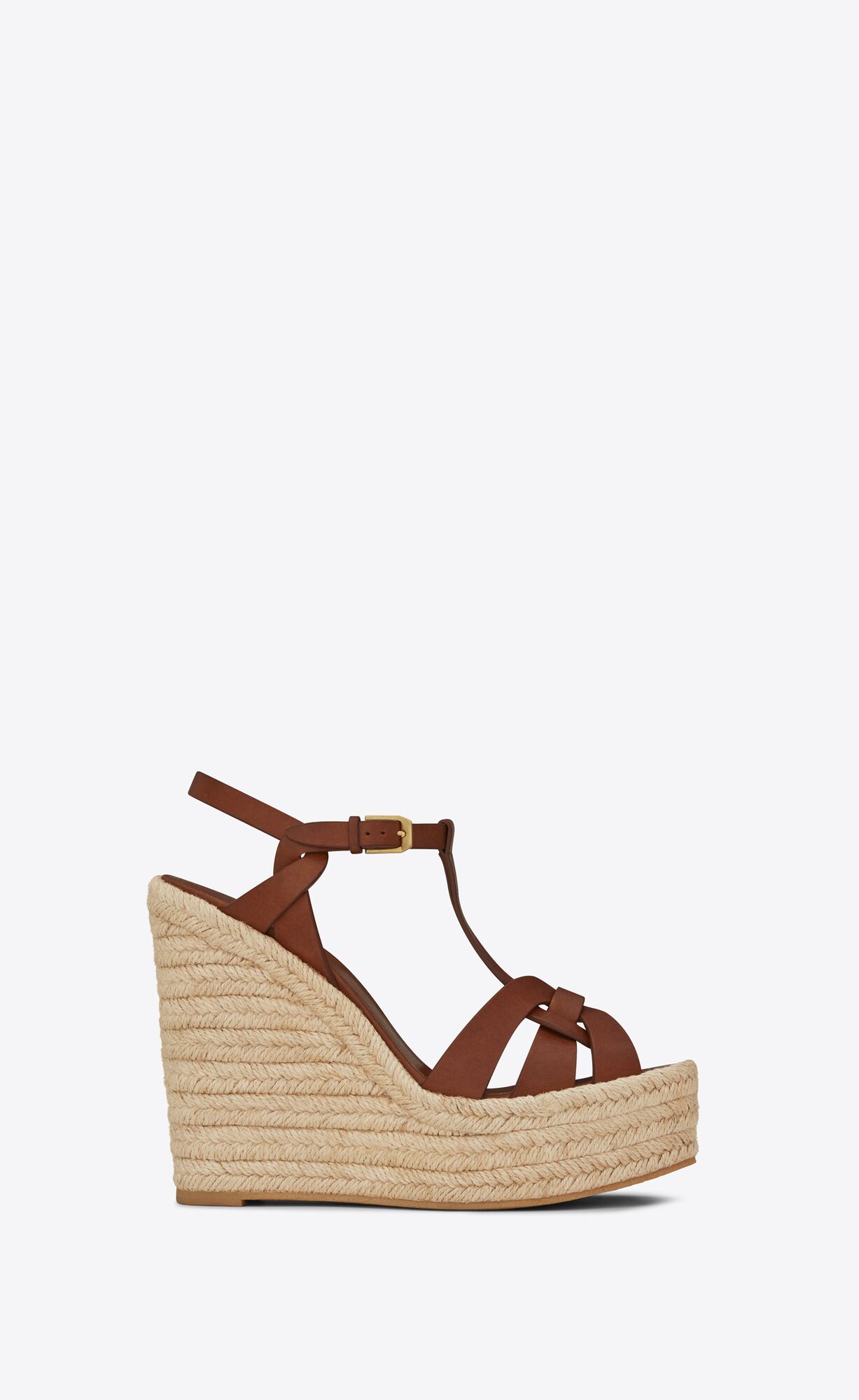 YSL Tribute Espadrilles Wedge In Smooth Leder Amber | 61527-PUTN