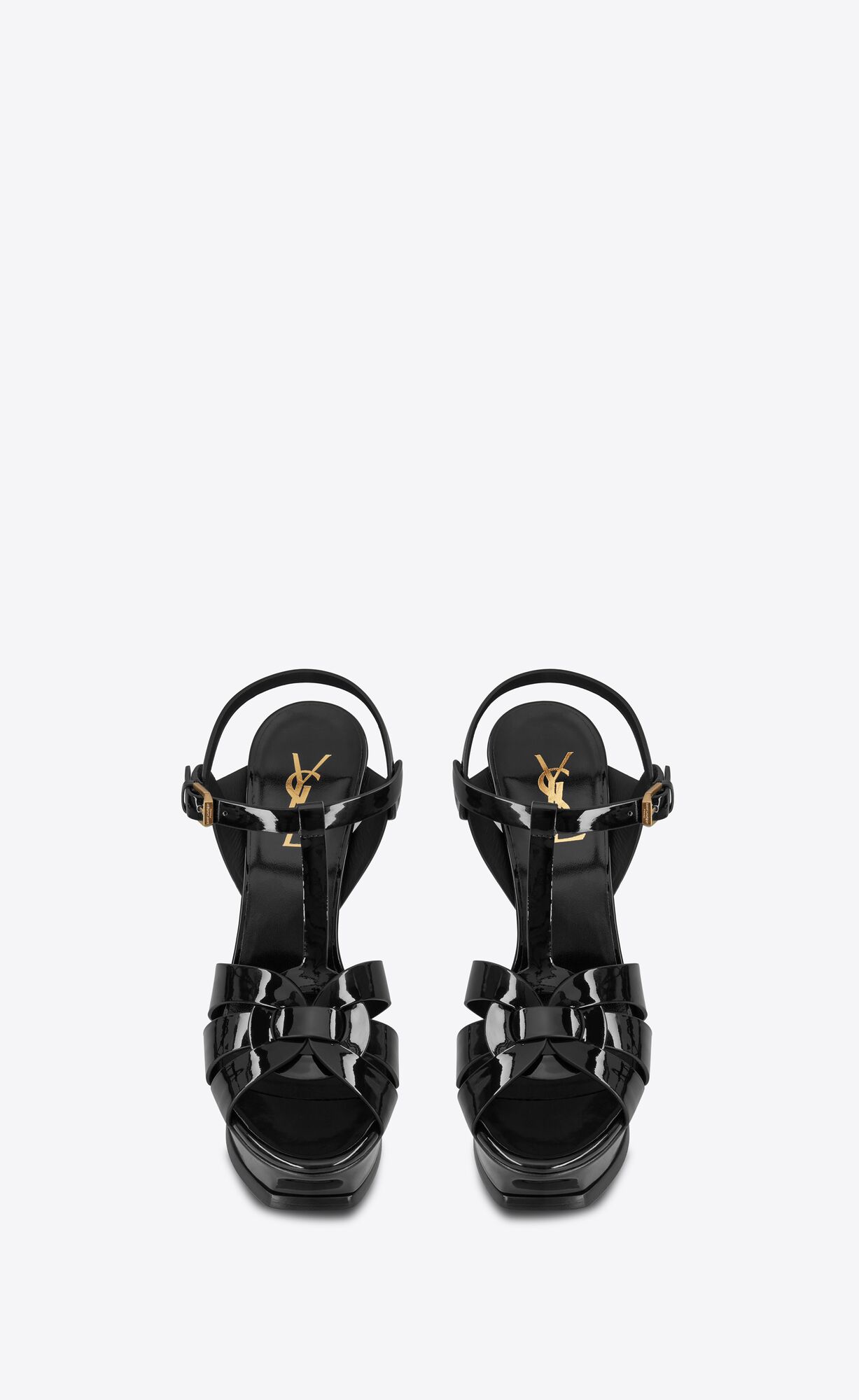 YSL Tribute Plattform Sandals In Lack Leder Schwarz | 02371-FEGD