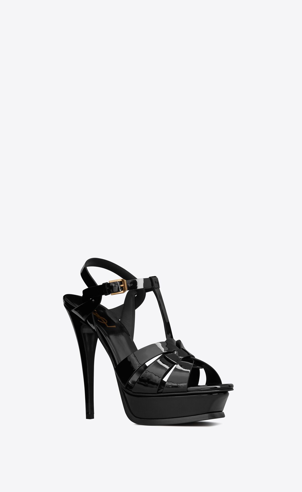 YSL Tribute Plattform Sandals In Lack Leder Schwarz | 02371-FEGD