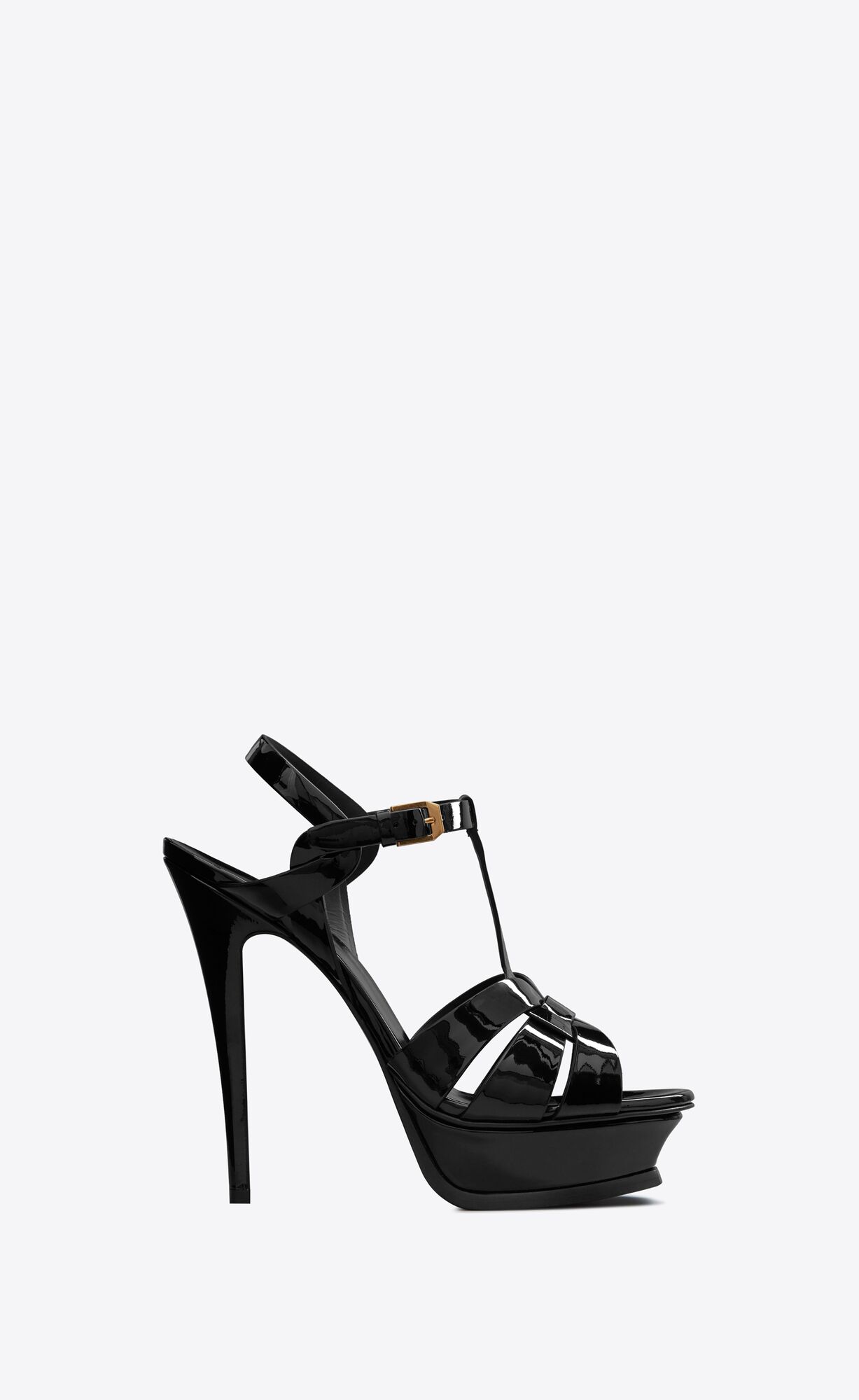 YSL Tribute Plattform Sandals In Lack Leder Schwarz | 02371-FEGD