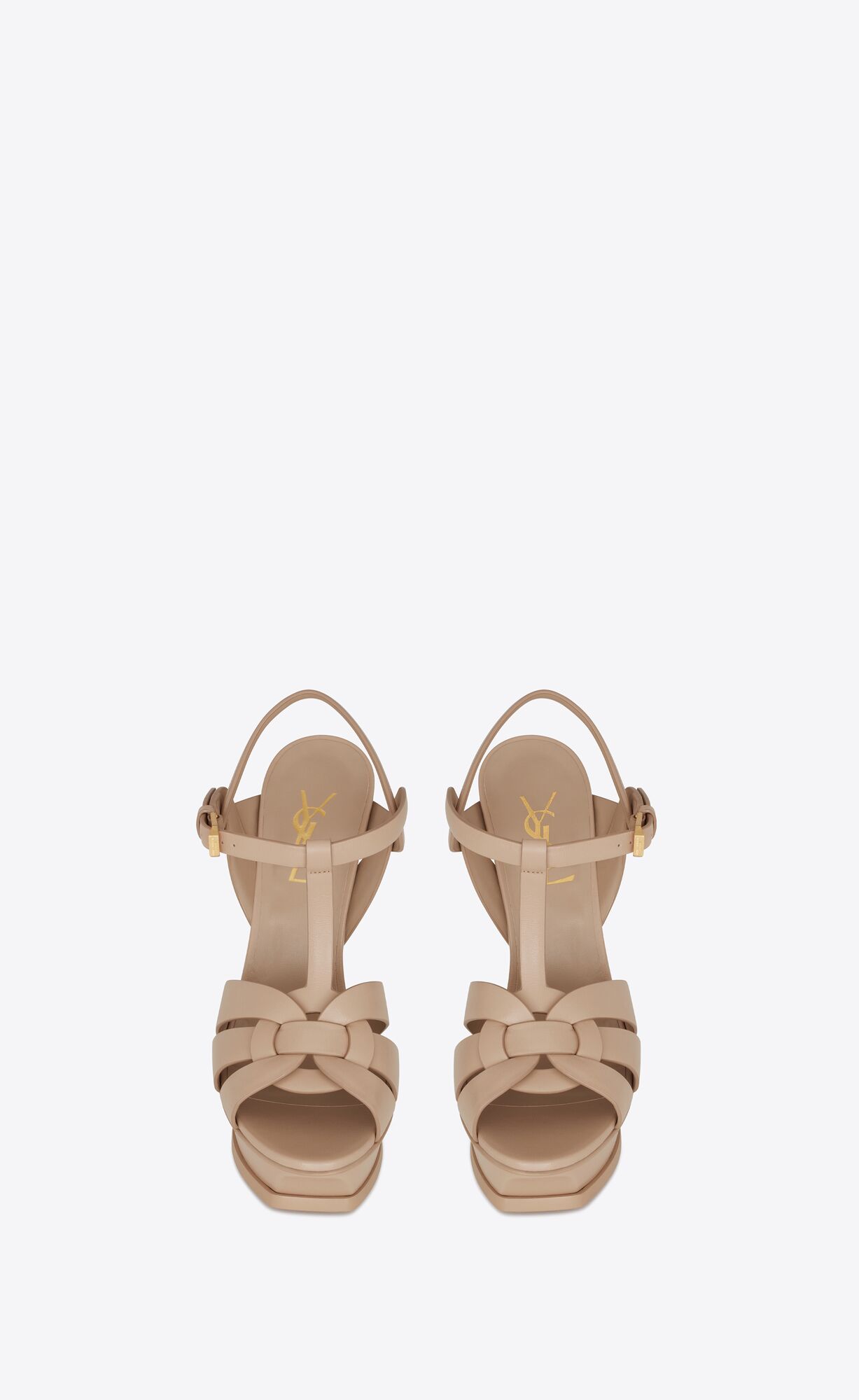 YSL Tribute Plattform Sandals In Smooth Leder Dunkelbeige | 29034-GLOR