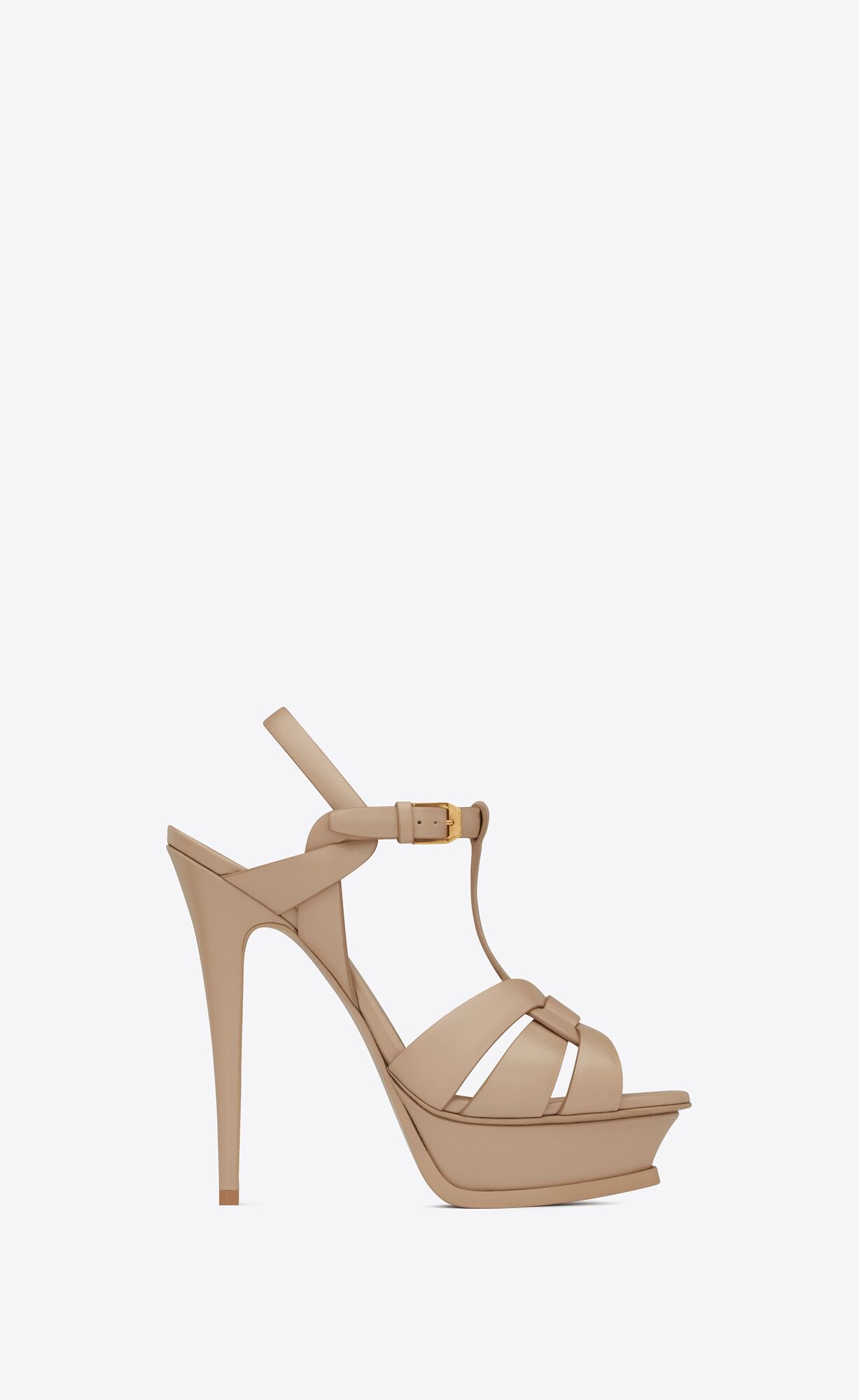 YSL Tribute Plattform Sandals In Smooth Leder Dunkelbeige | 29034-GLOR