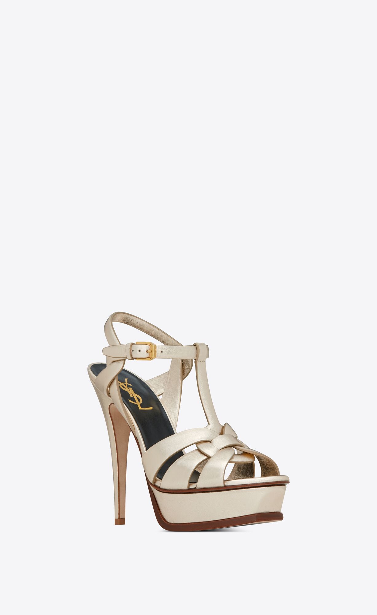 YSL Tribute Sandals In Metallic Leder Gold | 52941-GJWO