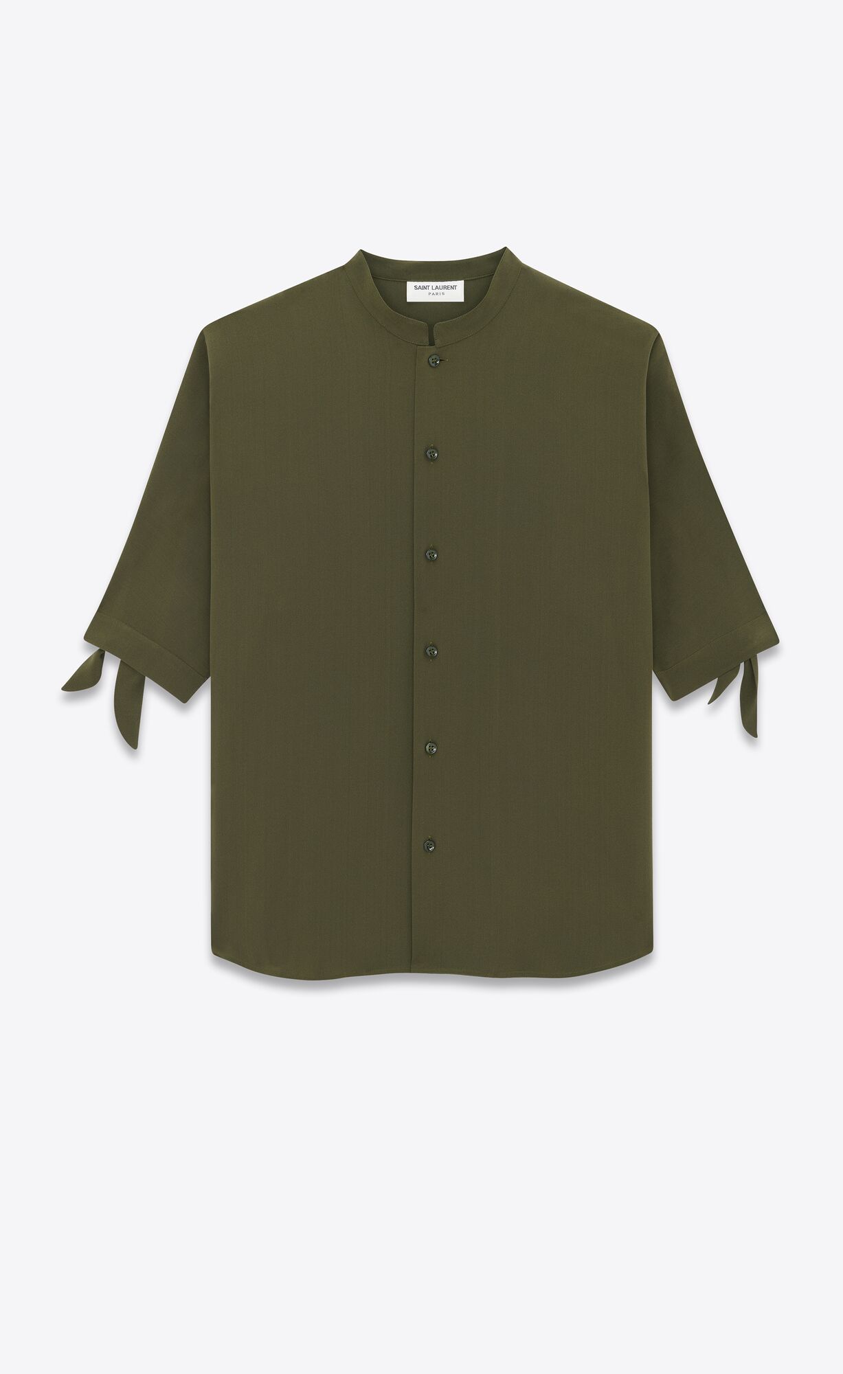 YSL Tunic Shirt In Crepe De Chine Khaki | 71943-PILC