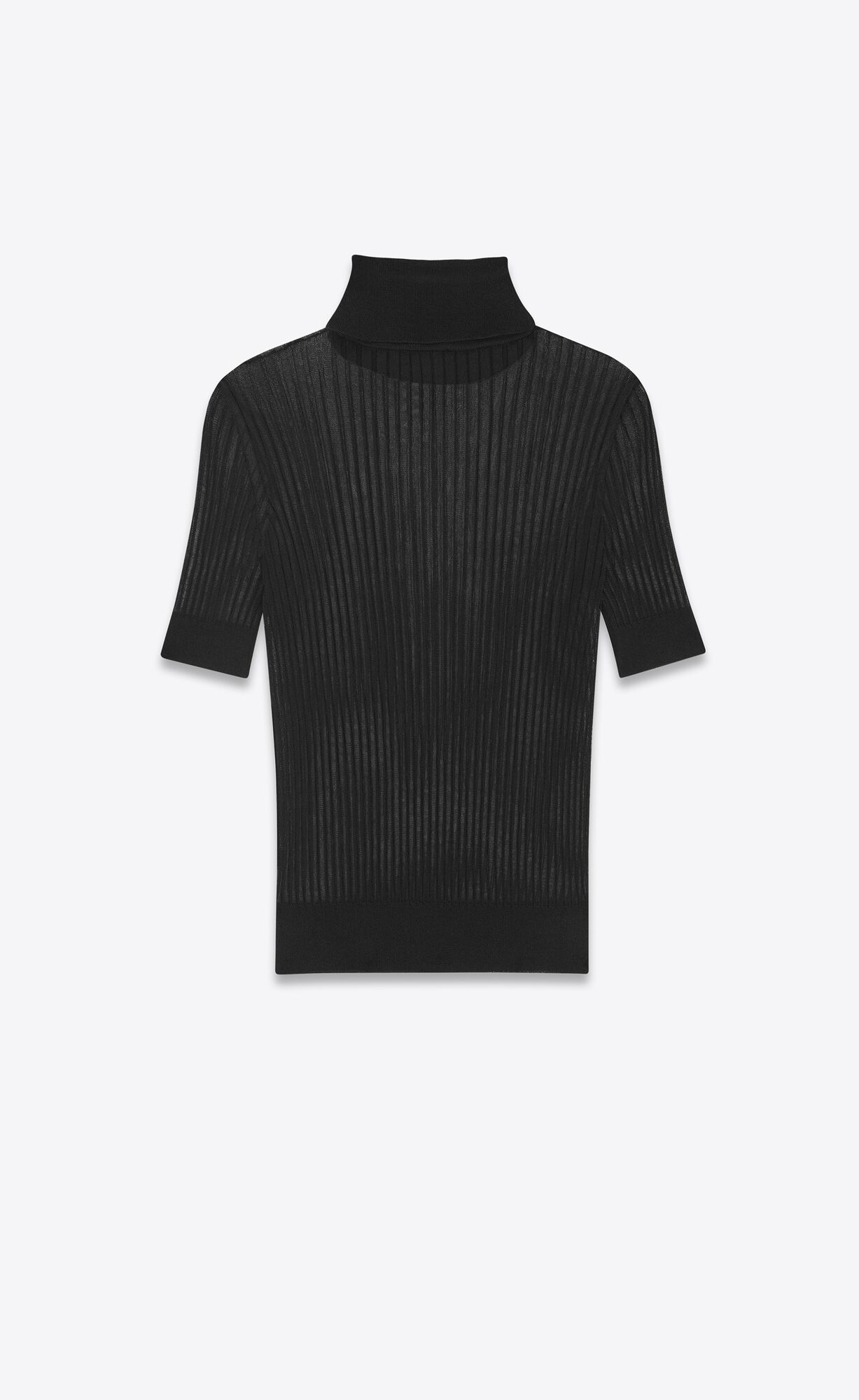 YSL Turtleneck Top In Silk Schwarz | 64198-IXCG