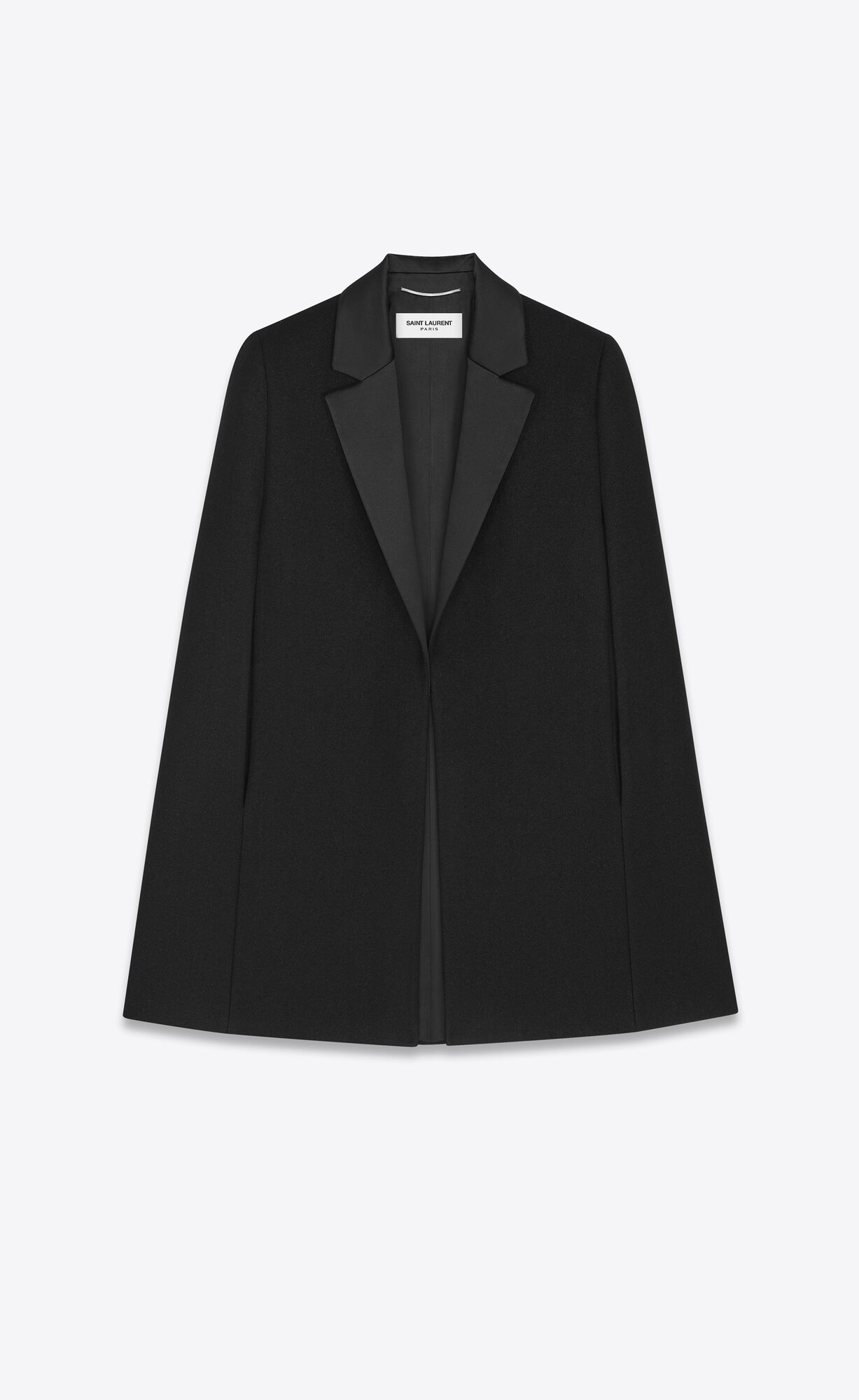 YSL Tuxedo Cape In Wolle Felt Noir Brillant | 39406-BNDZ