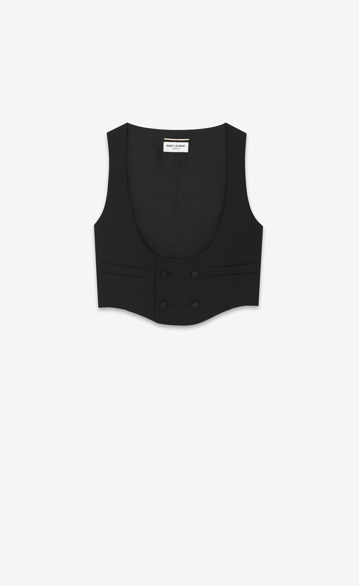 YSL Tuxedo Vest In Grain De Poudre Schwarz | 60241-UIOT