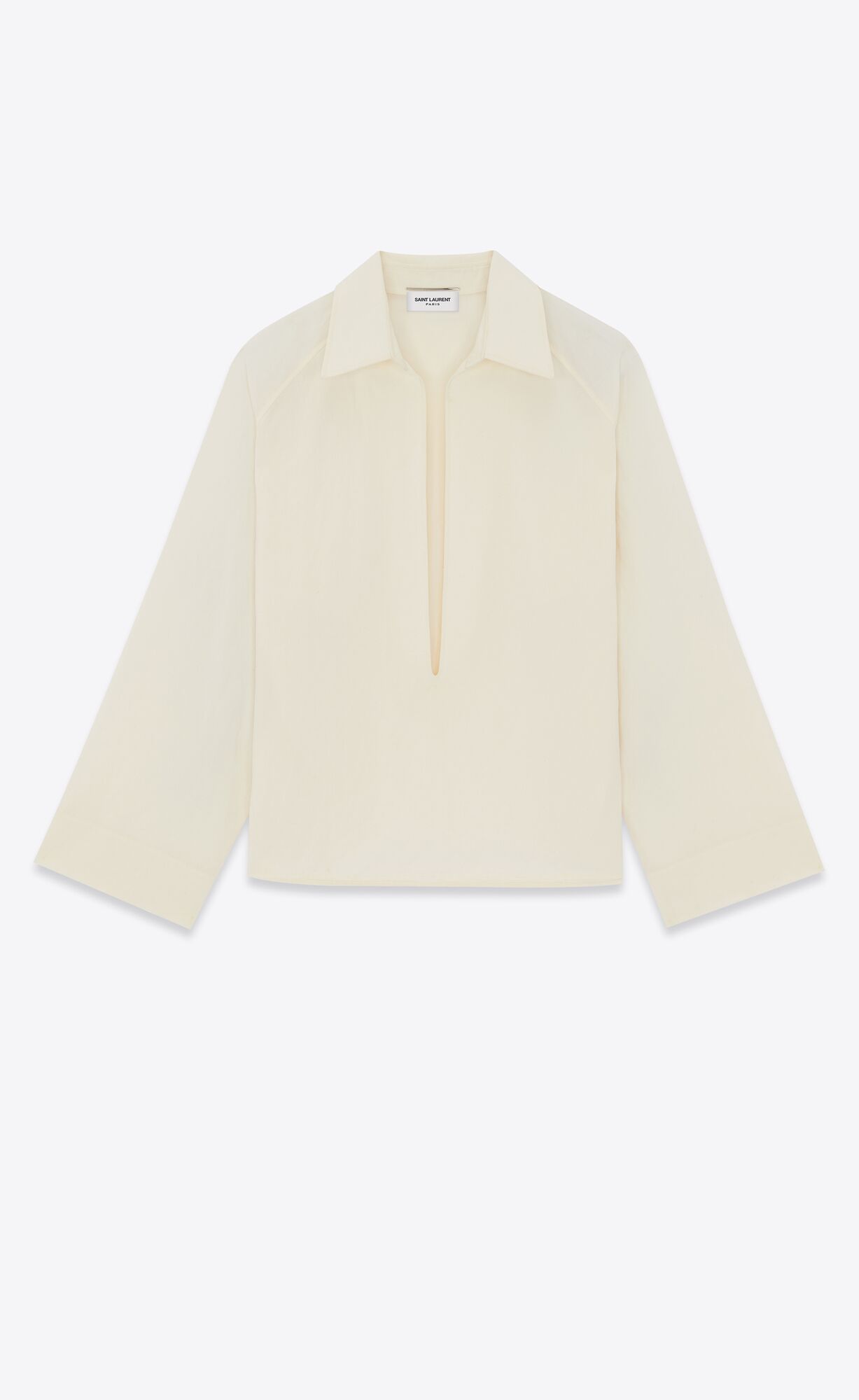 YSL Vareuse Shirt In Baumwoll And Linen Craie | 37190-CWQU