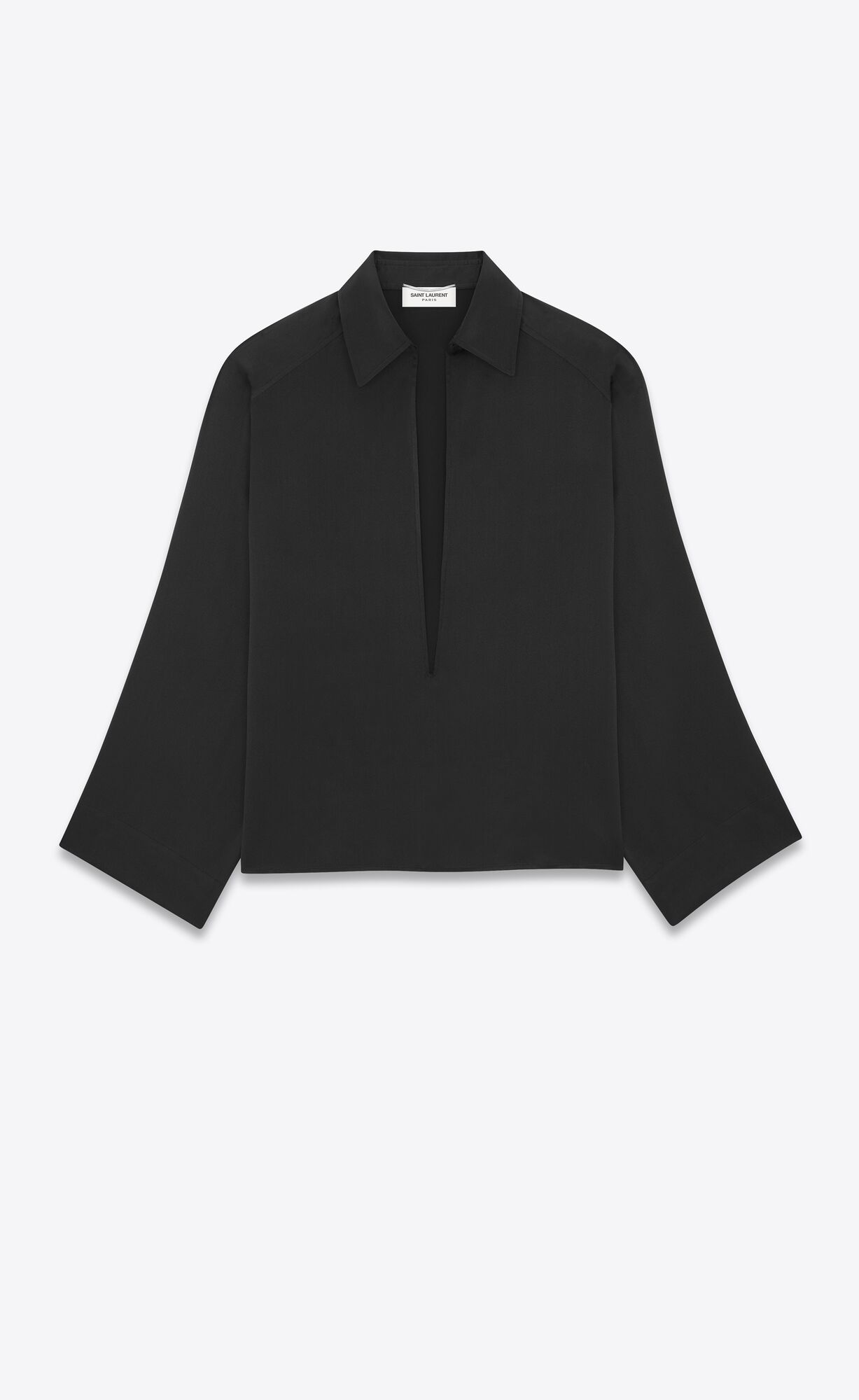 YSL Vareuse Shirt In Crepe Satin Schwarz | 68925-DHFZ