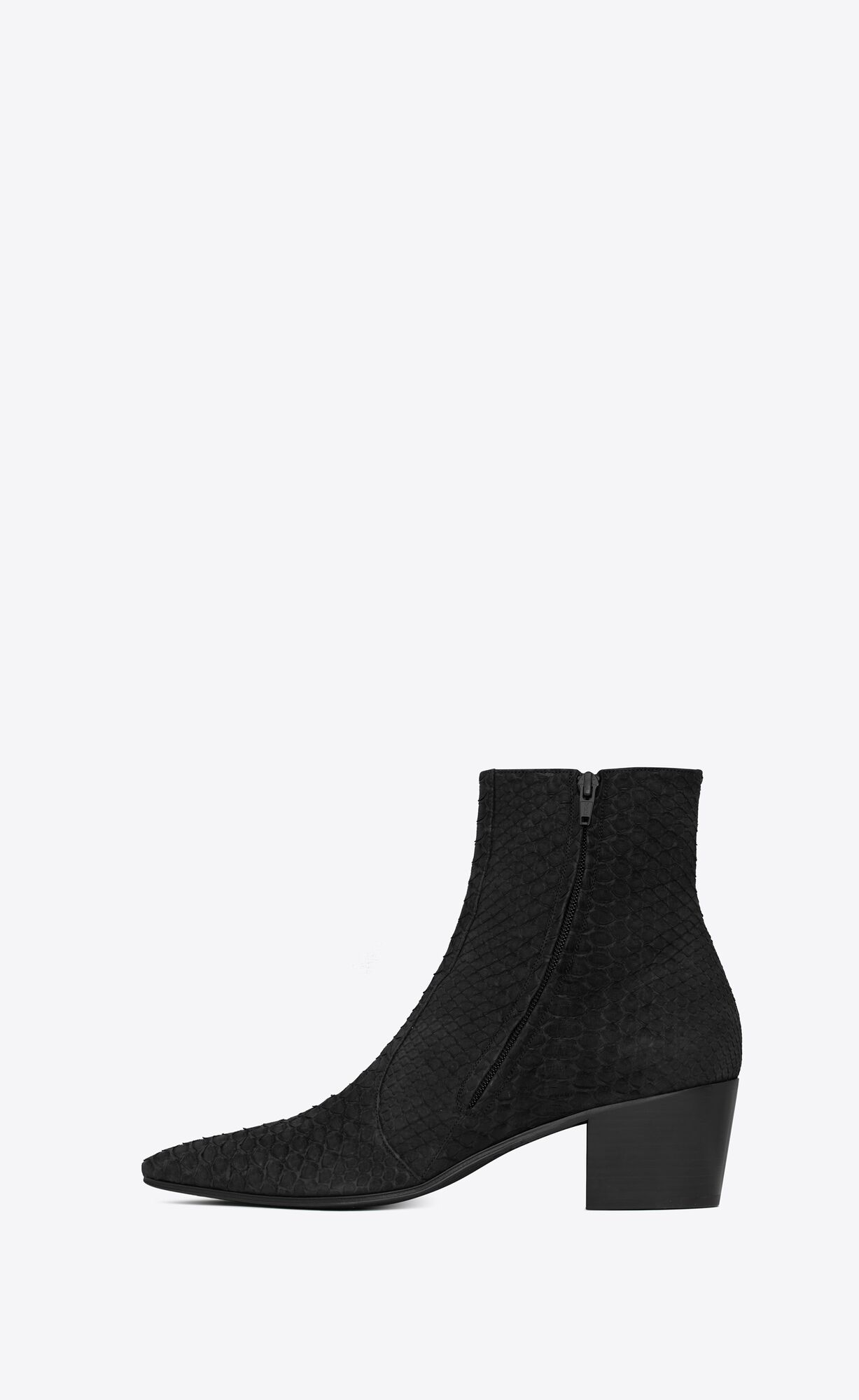 YSL Vassili Zipped Boots In Python Schwarz | 93805-BFVC