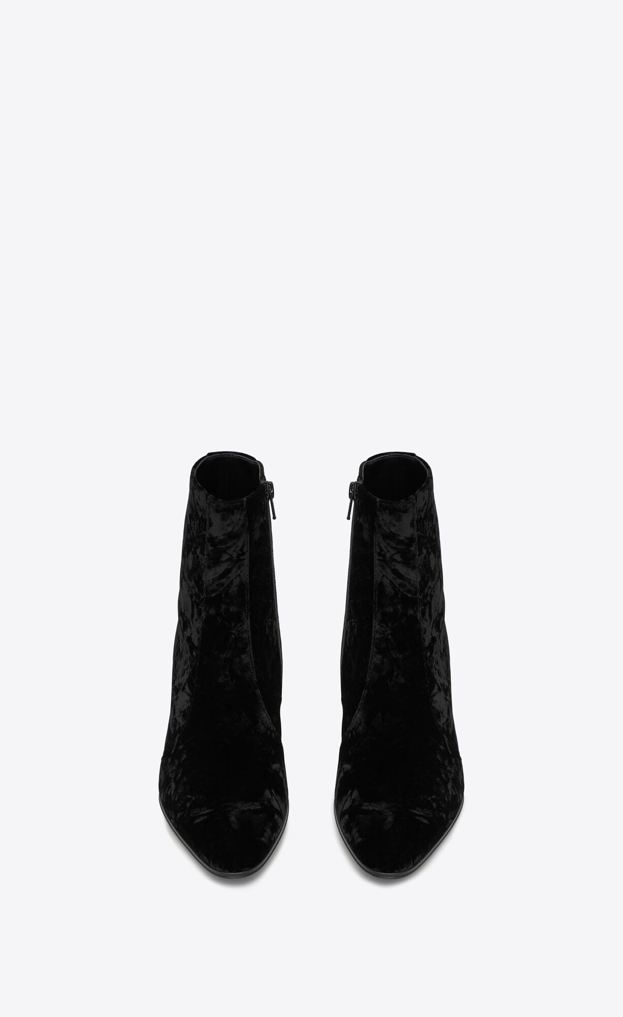 YSL Vassili Zipped Boots In Velvet Noir | 62403-CAVG