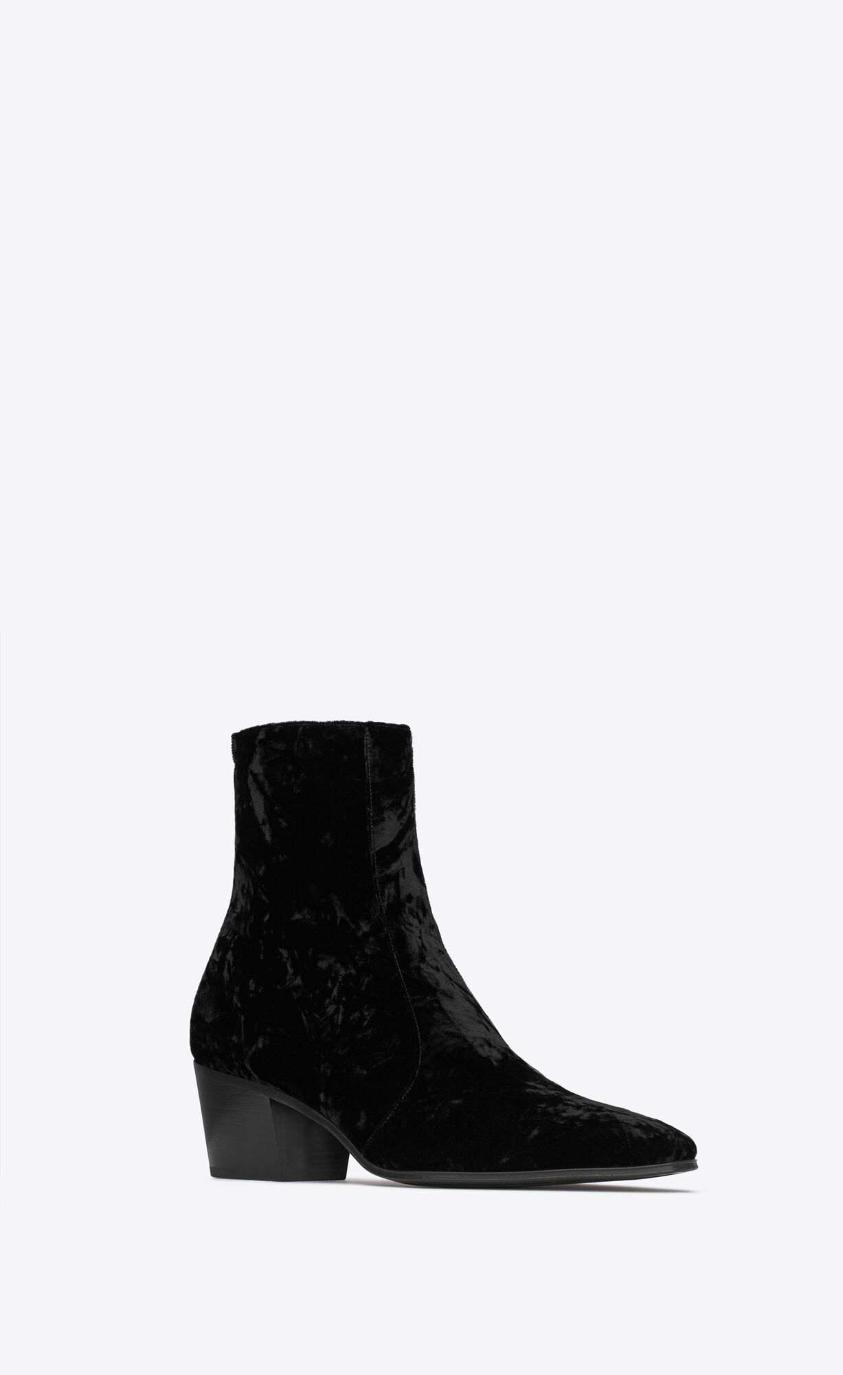 YSL Vassili Zipped Boots In Velvet Noir | 62403-CAVG