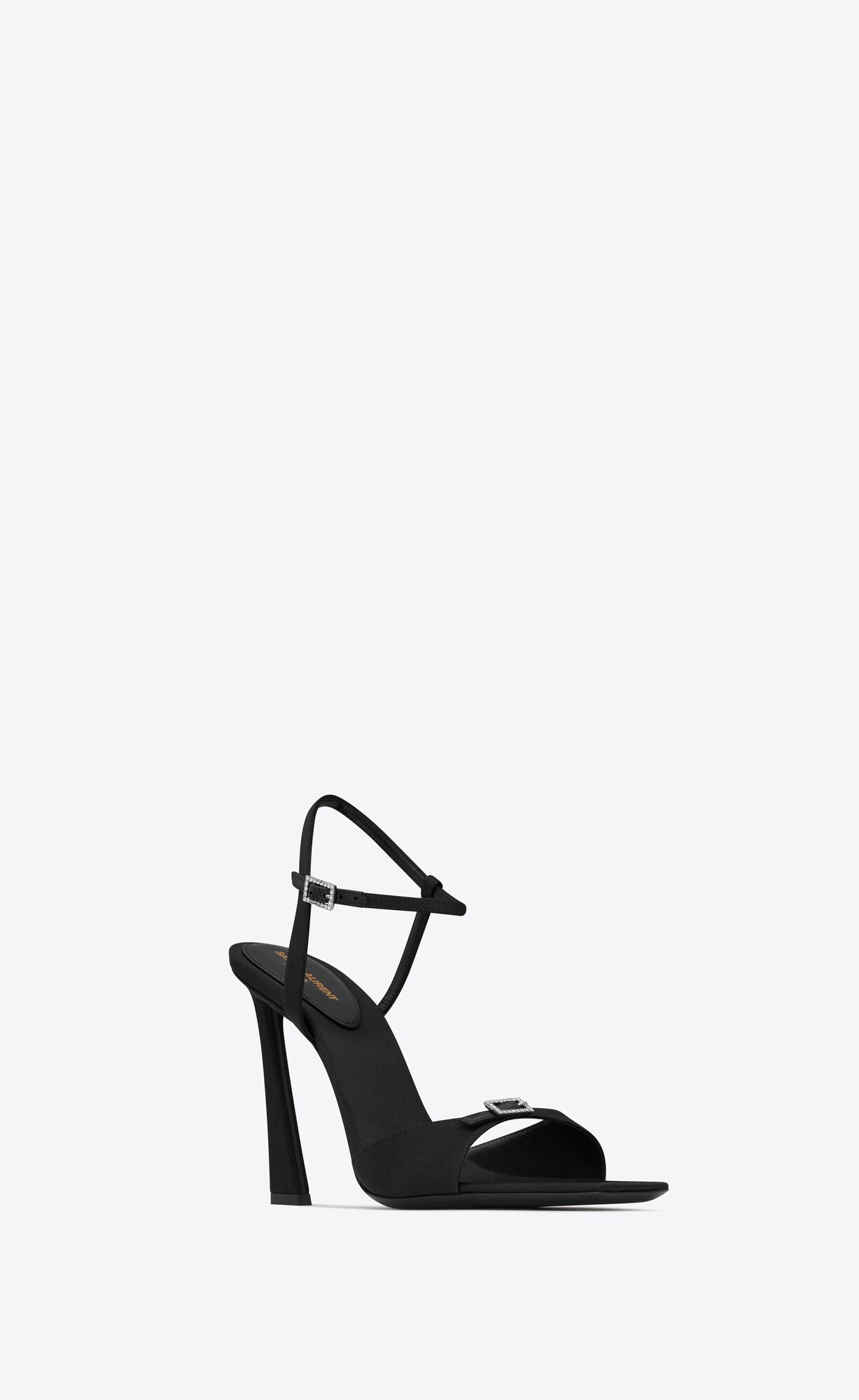 YSL Venue Sandals In Crepe Satin Schwarz | 95074-HTYL