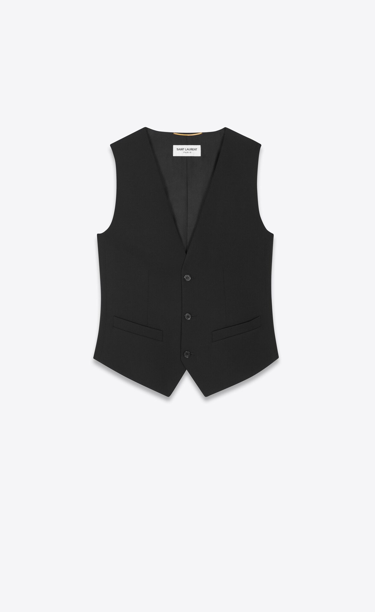 YSL Vest In Grain De Poudre Schwarz | 93406-GVNA