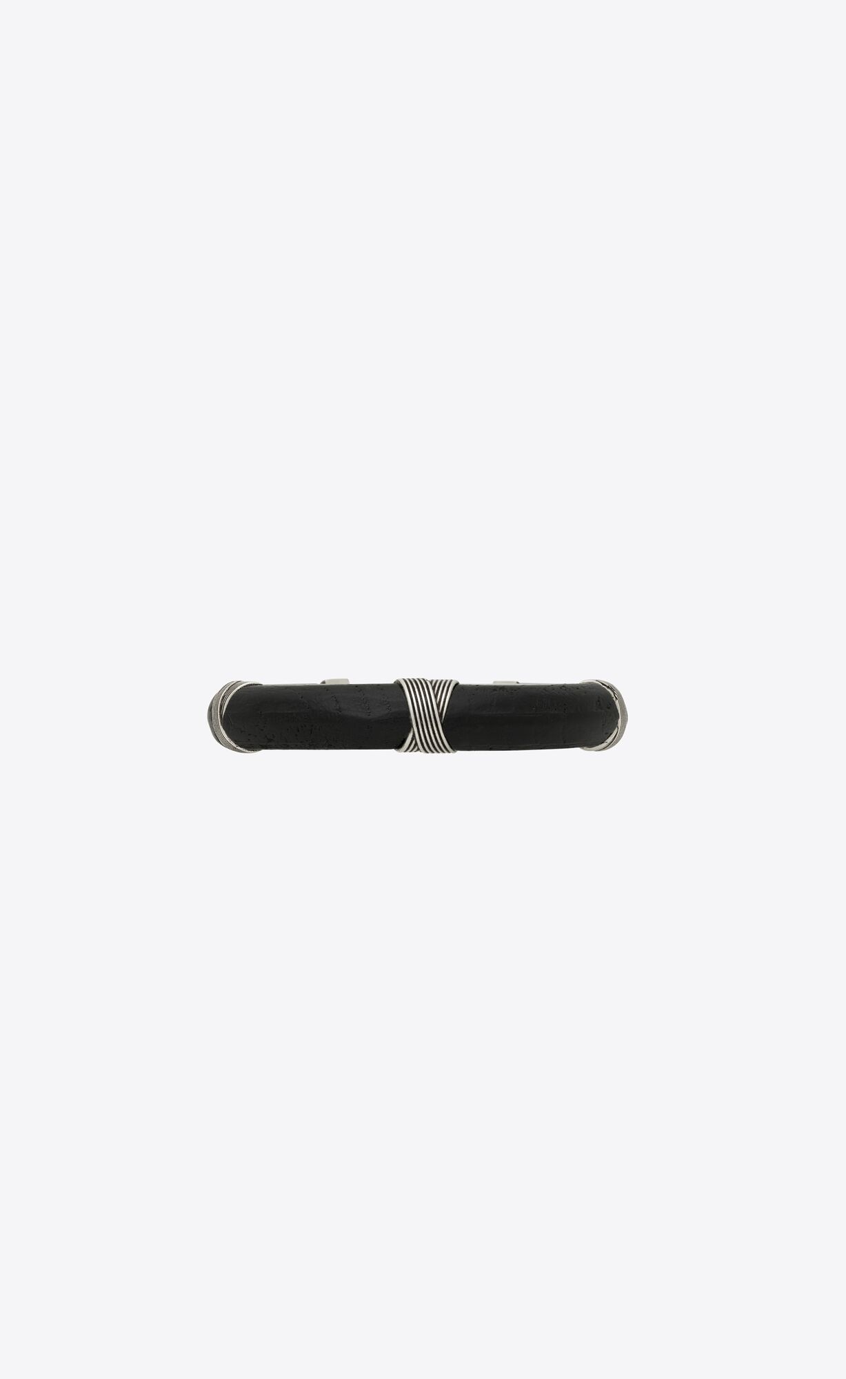 YSL Vintage Bracelet In Metal And Wood Silber Schwarz | 30582-WMUY