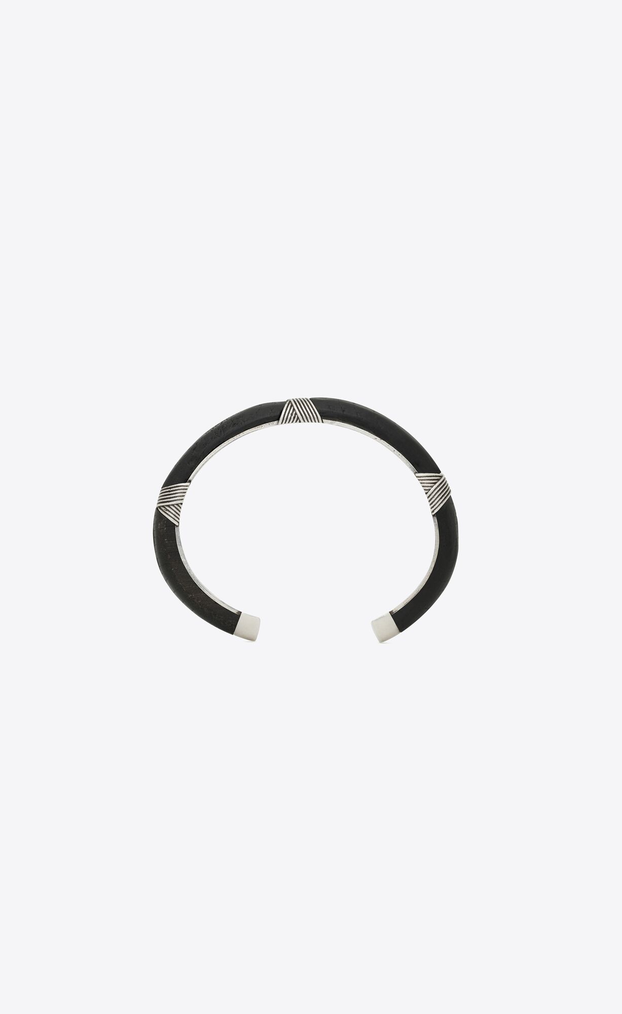 YSL Vintage Bracelet In Metal And Wood Silber Schwarz | 30582-WMUY