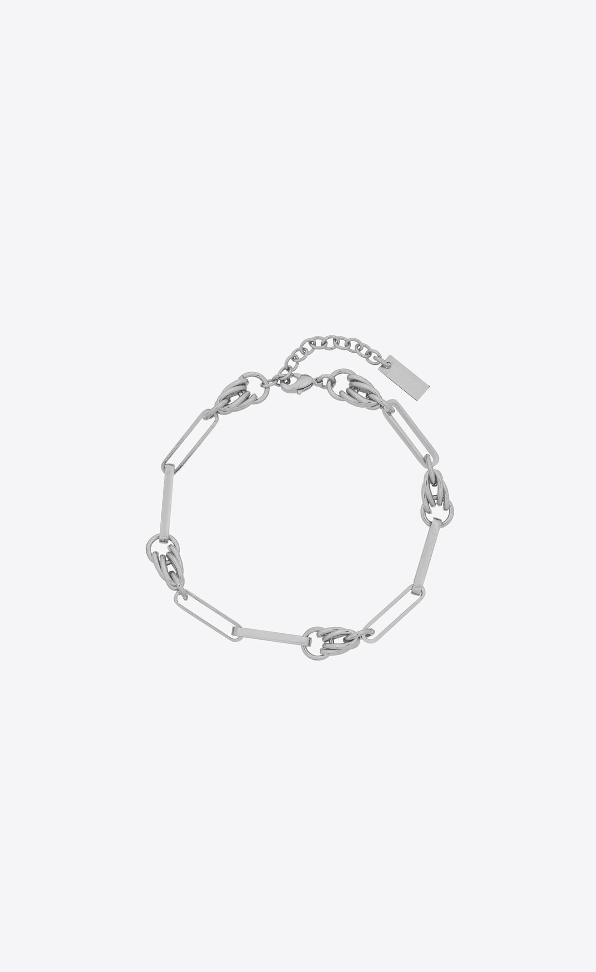 YSL Vintage Rectangular Cable And Knot Links Bracelet In Metal Palladium | 05649-NPKQ