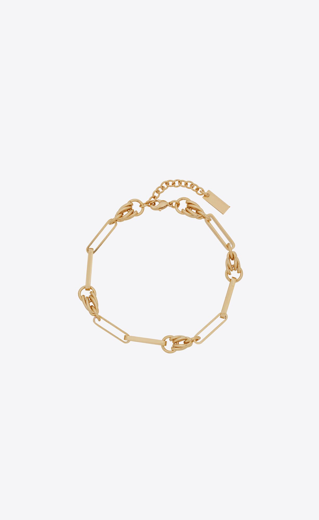 YSL Vintage Rectangular Cable And Knot Links Bracelet In Metal Gold | 60829-XHSA