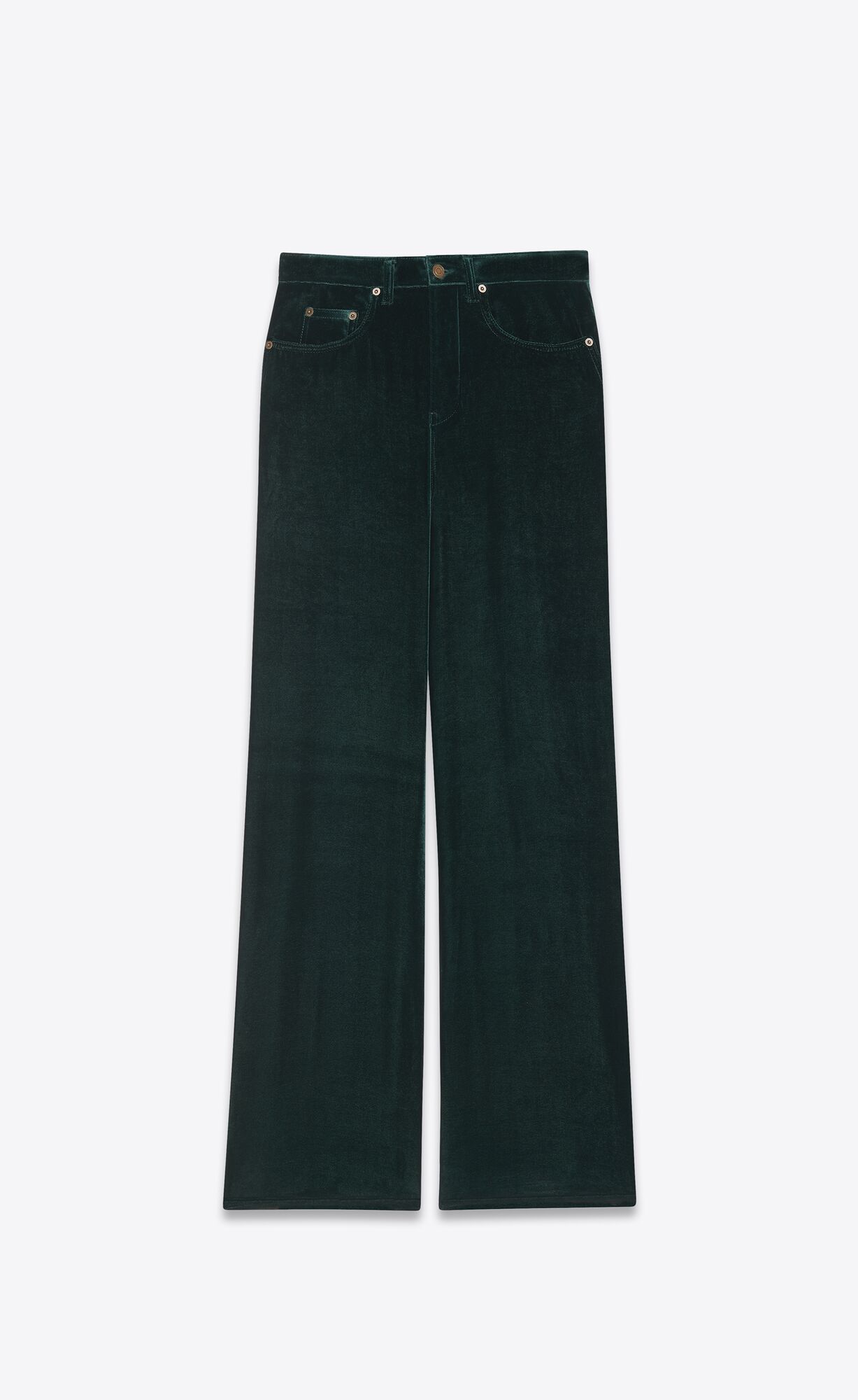 YSL Weite-leg Pants In Velvet Dunkelgrün | 51678-ZNXO