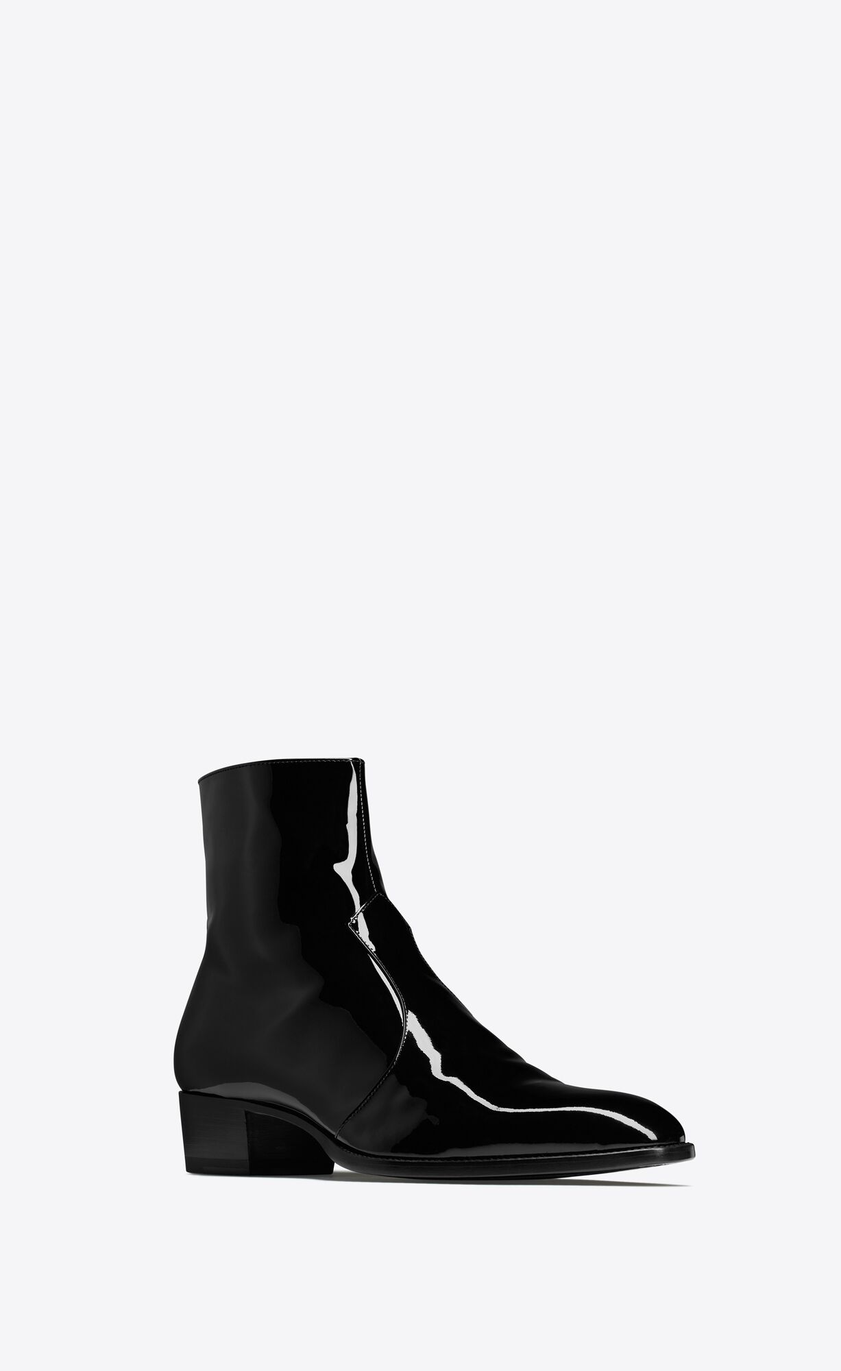 YSL Wyatt Zipped Boots In Lack Leder Noir | 53160-TYZS