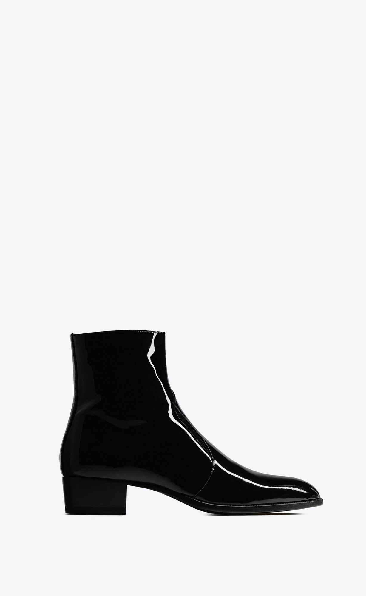 YSL Wyatt Zipped Boots In Lack Leder Noir | 53160-TYZS