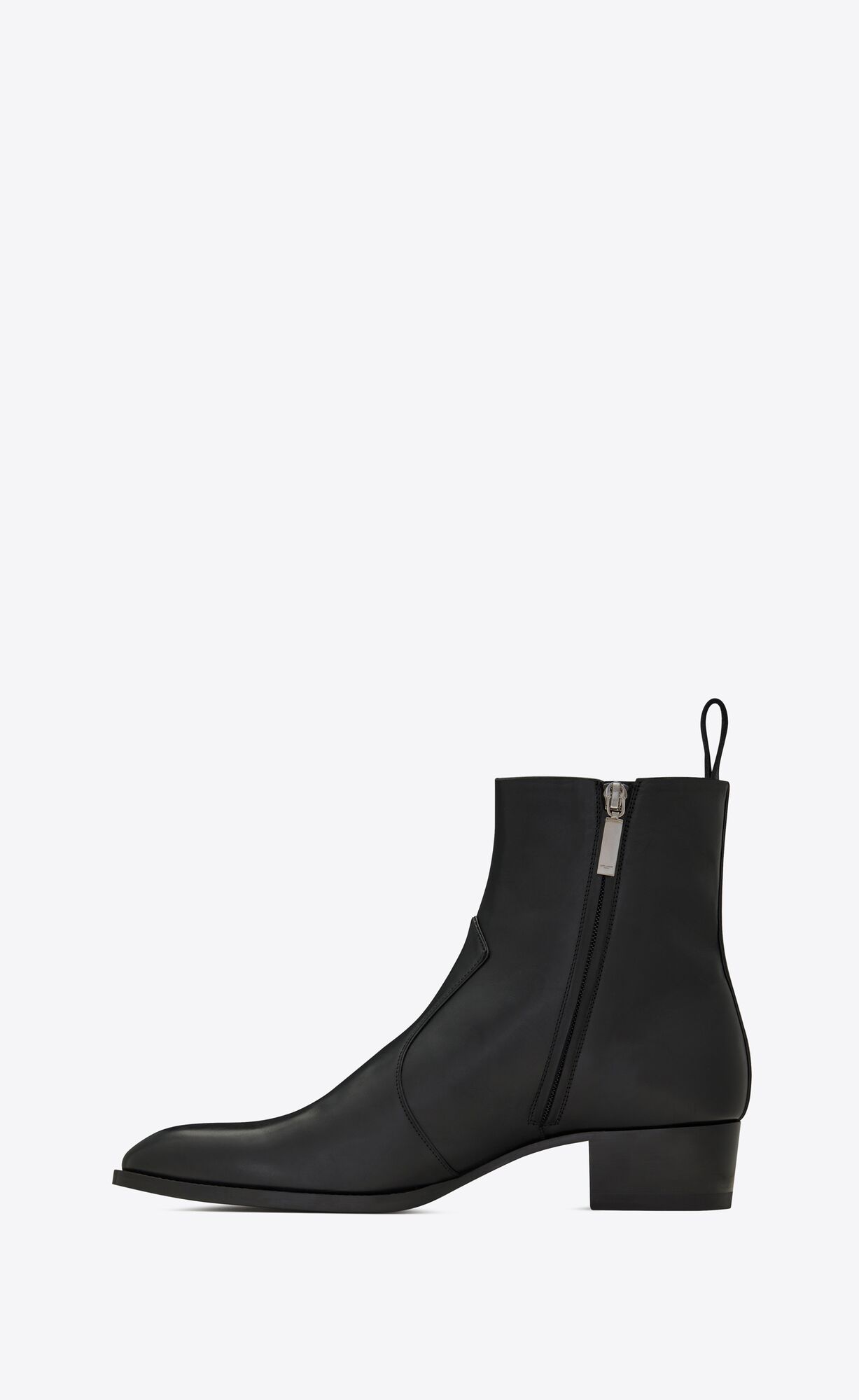 YSL Wyatt Zipped Boots In Smooth Leder Schwarz | 53689-POMK