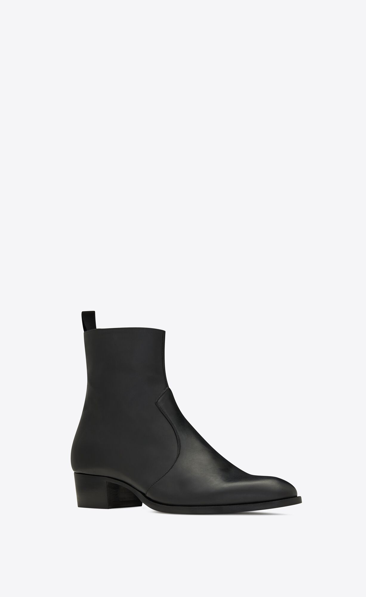 YSL Wyatt Zipped Boots In Smooth Leder Schwarz | 53689-POMK