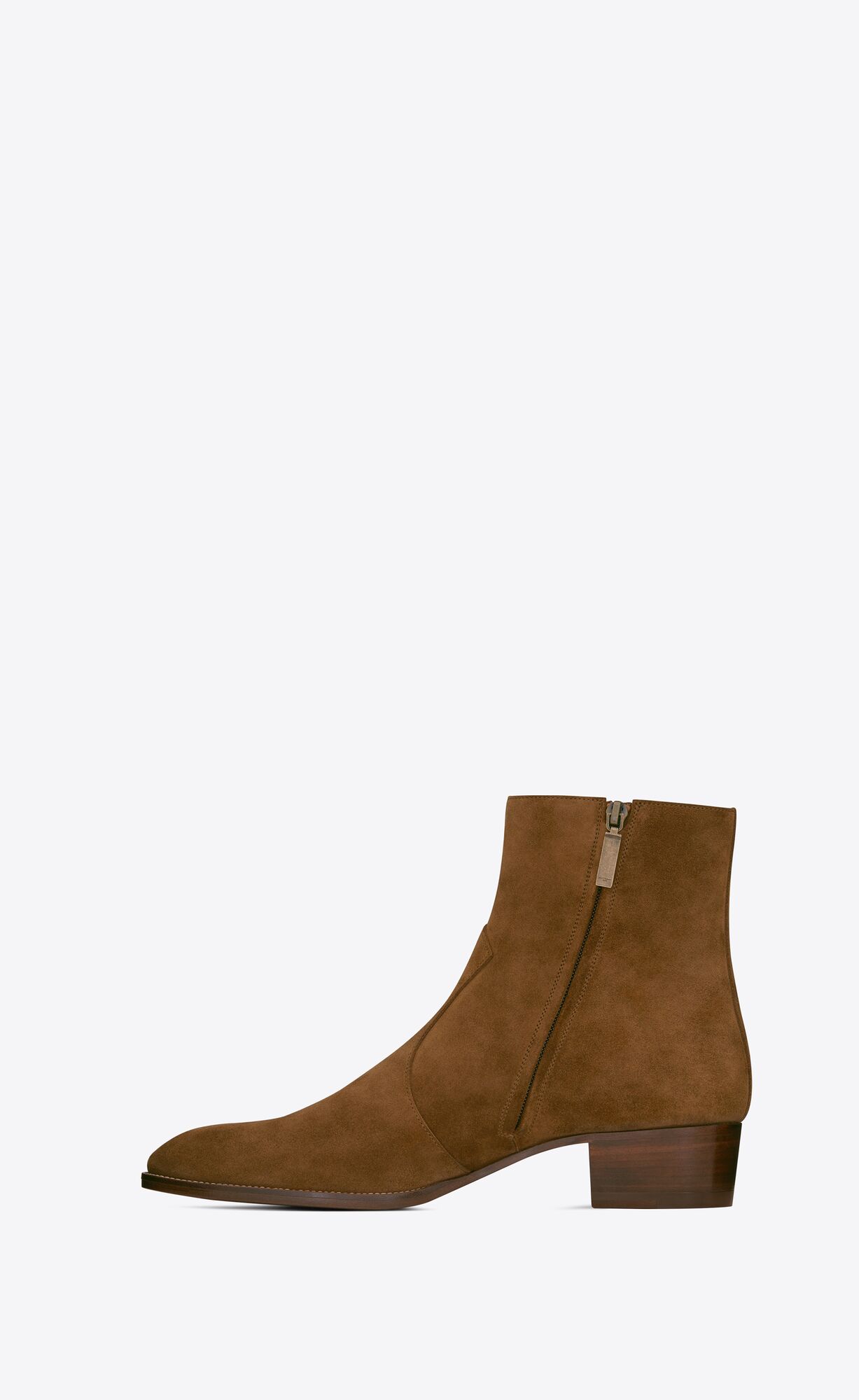 YSL Wyatt Zipped Boots In Wildleder Land | 91634-GAZC