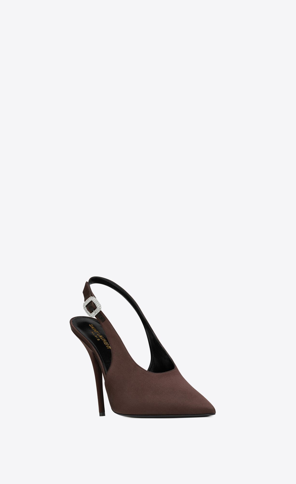 YSL Yasmeen Slingback Pumps In Crepe Satin Dunkelschokolade | 28315-QIRZ