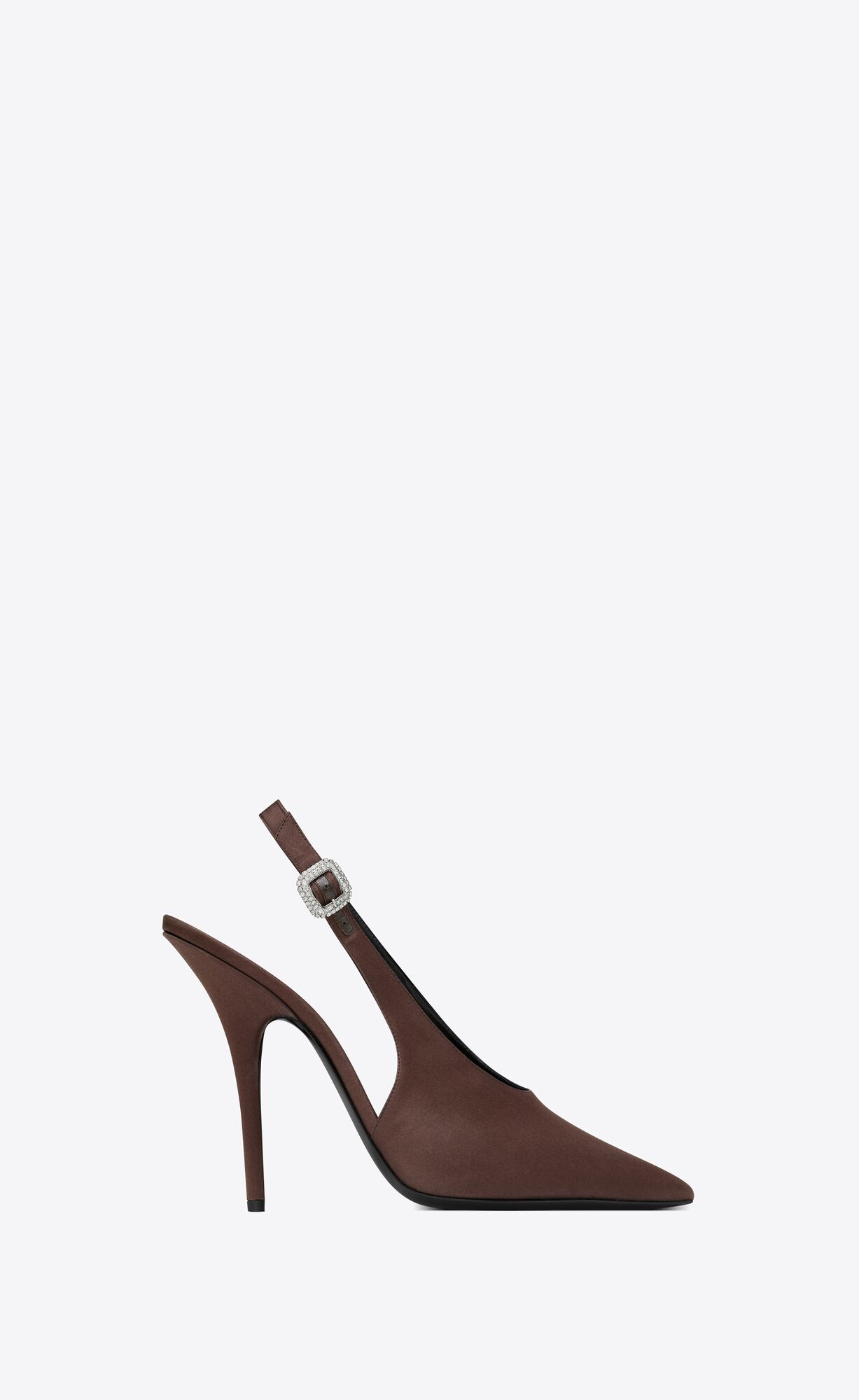 YSL Yasmeen Slingback Pumps In Crepe Satin Dunkelschokolade | 28315-QIRZ